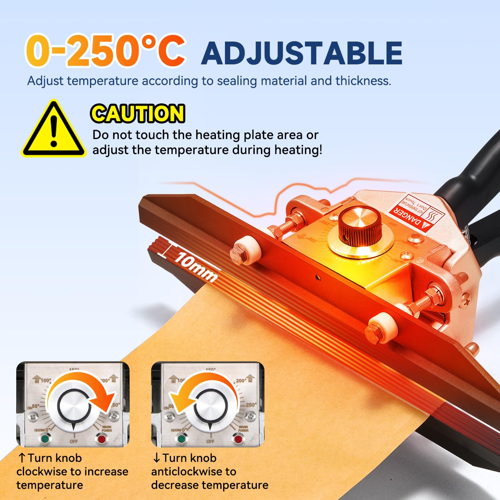 Hanchen Machine à sceller à chaud portable de 300 mm - 0 ~ 250 °C - Pour emballage alimentaire - Scelleuse pour sacs en aluminium - Sacs en papier kraft