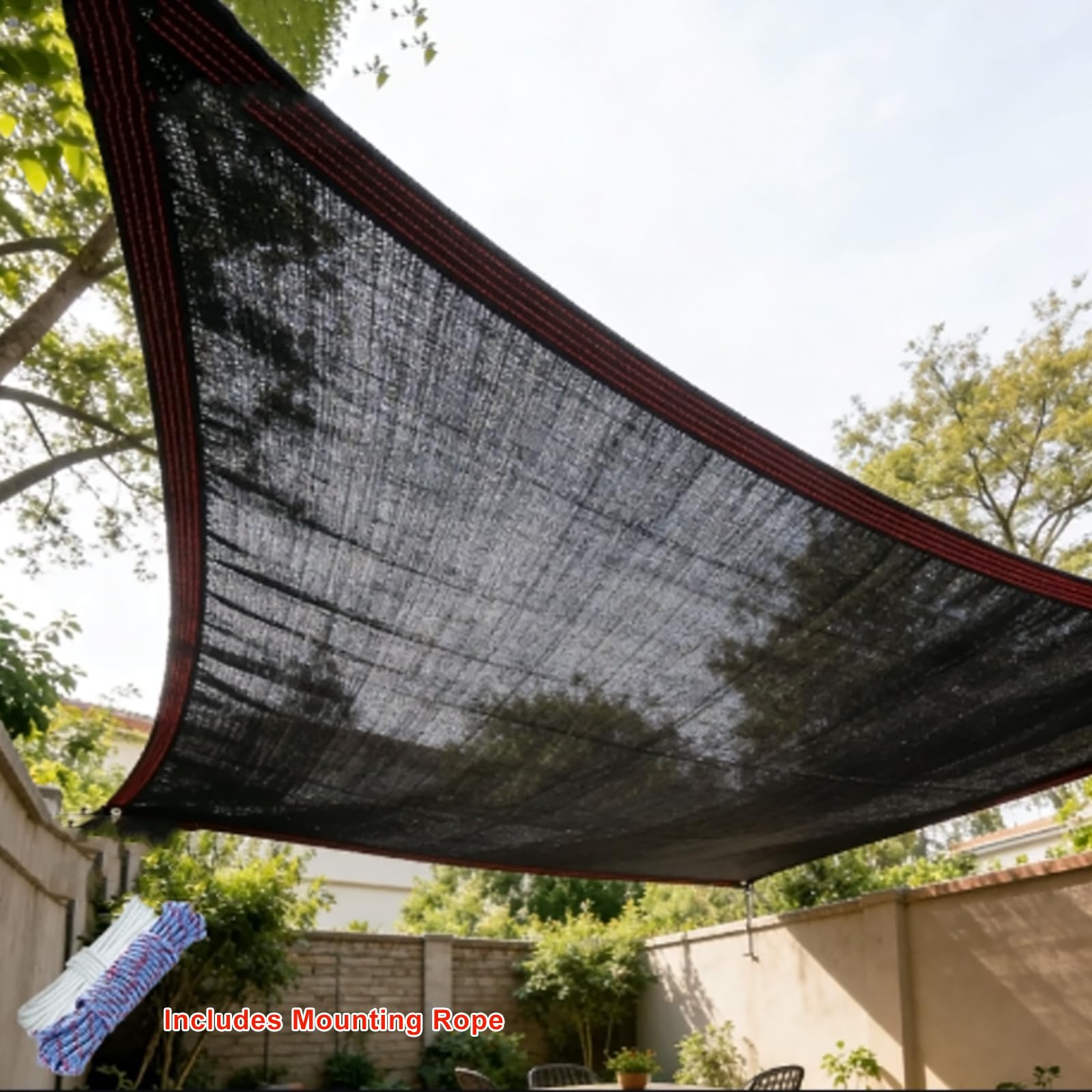 Malla Sombreadora con Ojales,Solar Sombra Paño del 97%,Malla de Protección Solar Transpirable,Shading Net de Privacidad,para Jardines Flores y Plantas,Color Negro (5x10m)