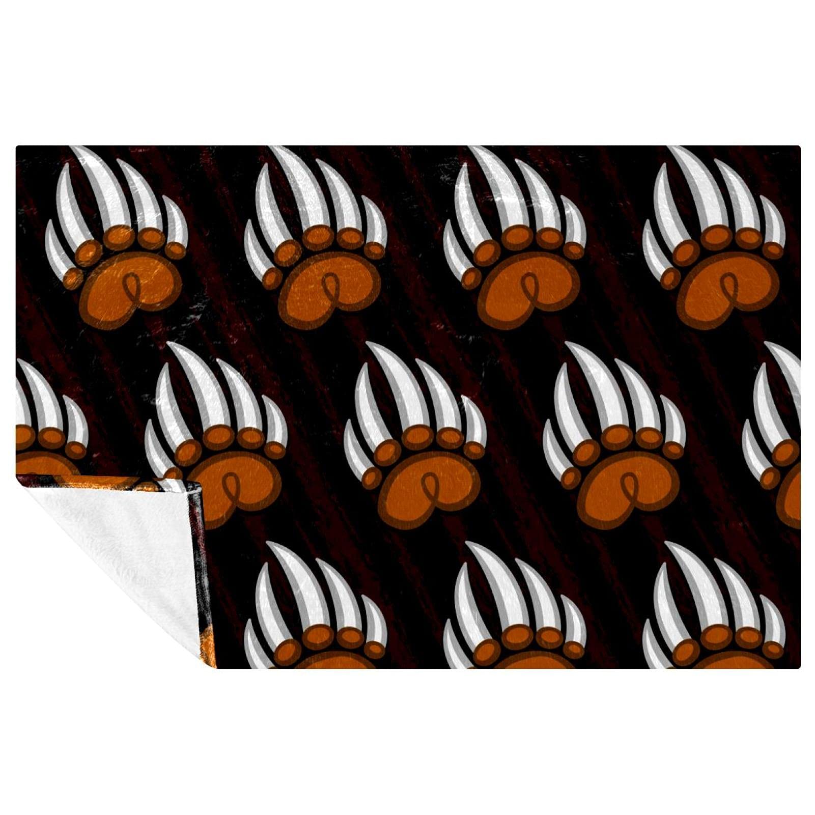 Couverture griffe d'ours Grizzly plaid orange 150x100 cm doux et chaud pour canapé
