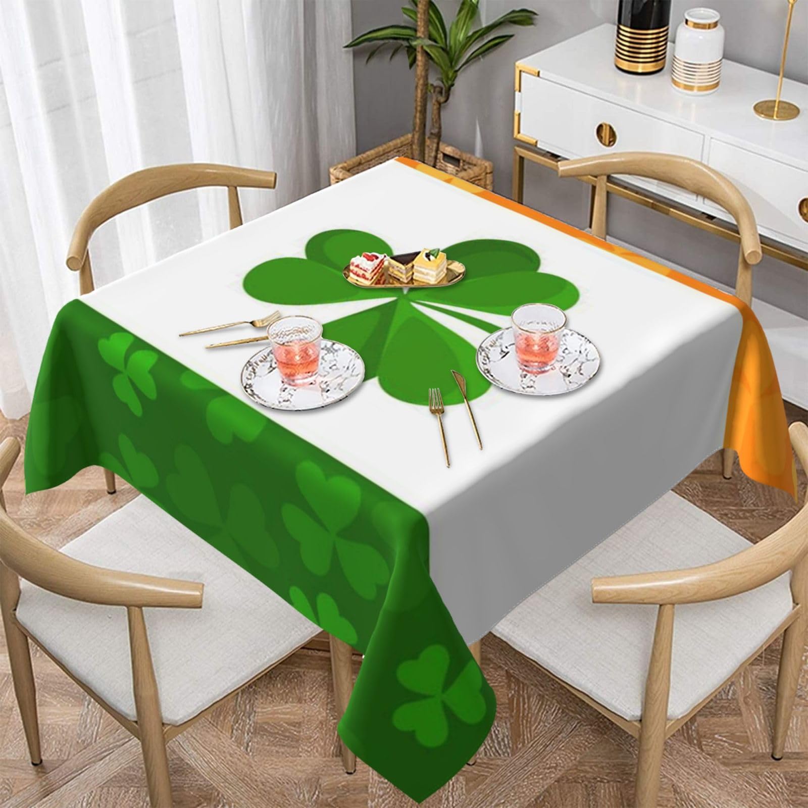 DCEHGEW irish flag Prints Square Tablecloth 152x152 CM, Waterproof Fabric Table Cloth for Dining Table, Farmhouse Table Cover for Kitchen Dining Tabletop Decoration