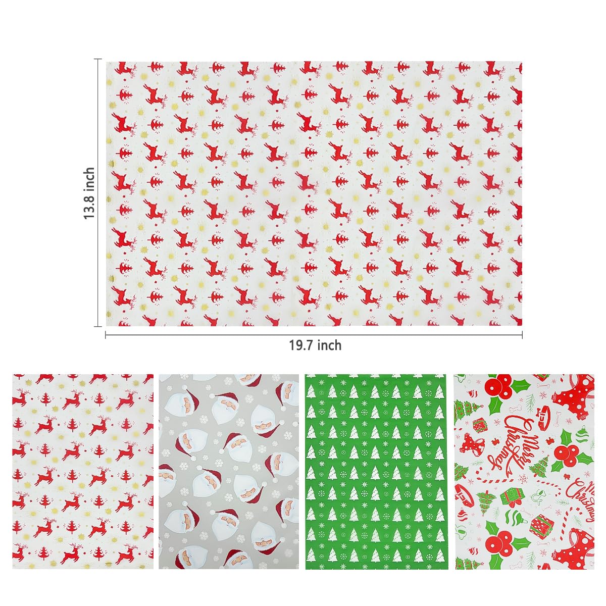 80 Feuilles De Papier De Soie De Noël – 50,8 X 50,8 Cm Pour