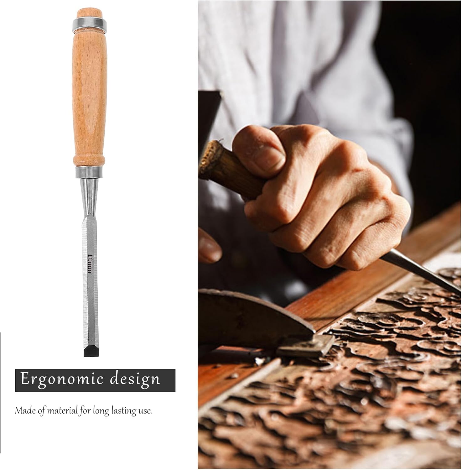 NOLITOY Versatile Wood Carving Chisel Flat Tip Lightweight DIY Woodworking Tool for Carpenters Home Improvement and Decoration with Polished Edges and Portable Wood Scraping Supplies