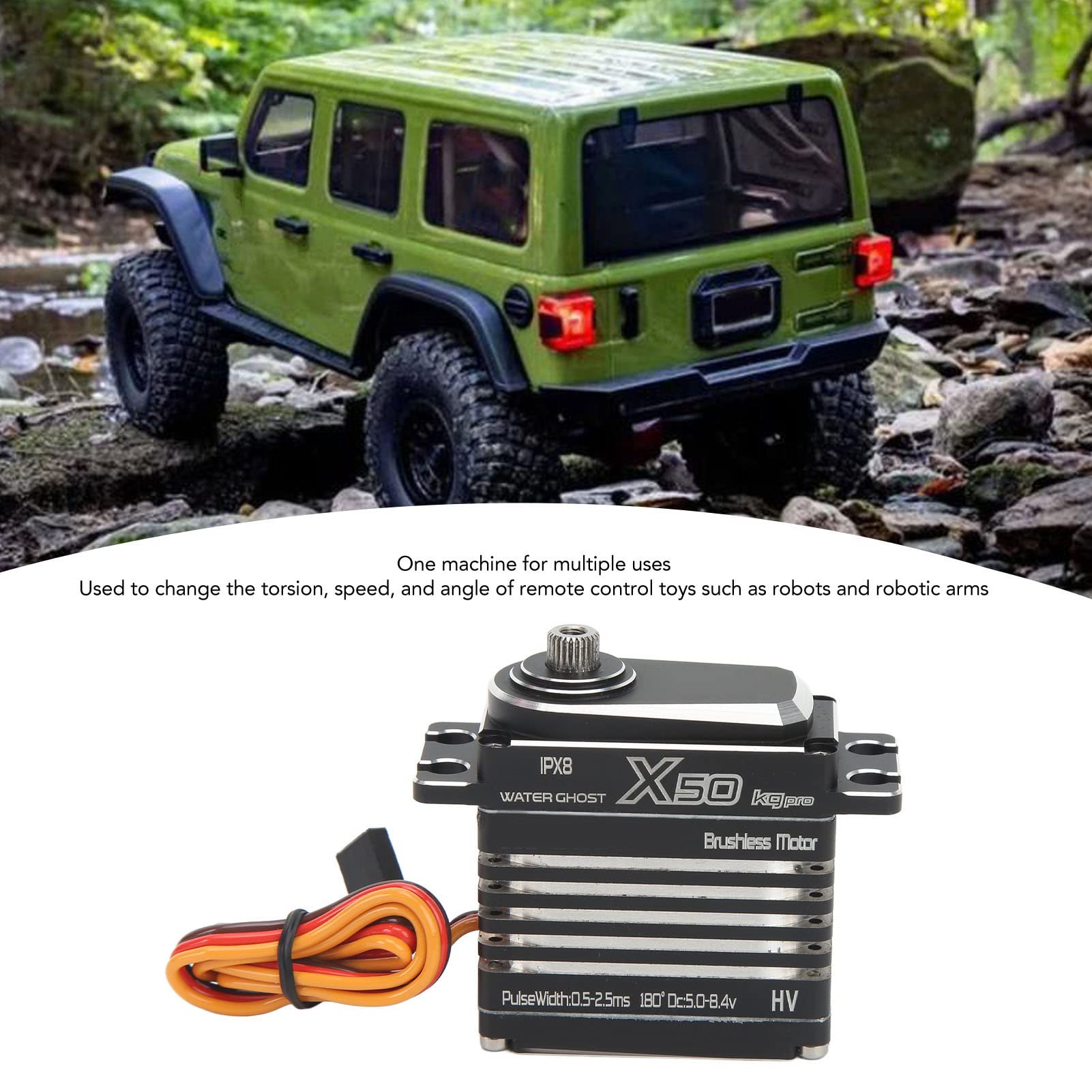 Servo digitale RC , servocomando per auto RC multiuso con ingranaggi precisi ad alta velocità IPx8 per auto RC 1/8 1/10