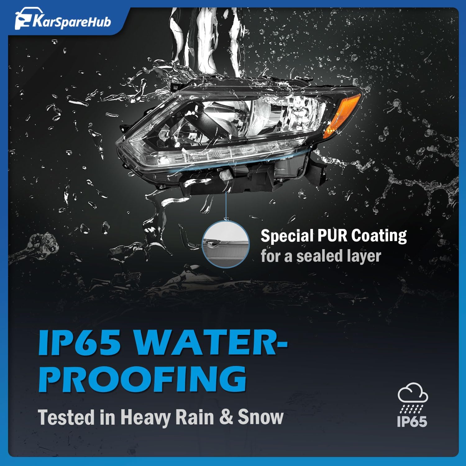 Halogen Headlights Assembly with LED DRL Strip for 2014 2015 2016 Rogue Headlamp Replacement Driver & Passenger Side (NO PROJECTOR)