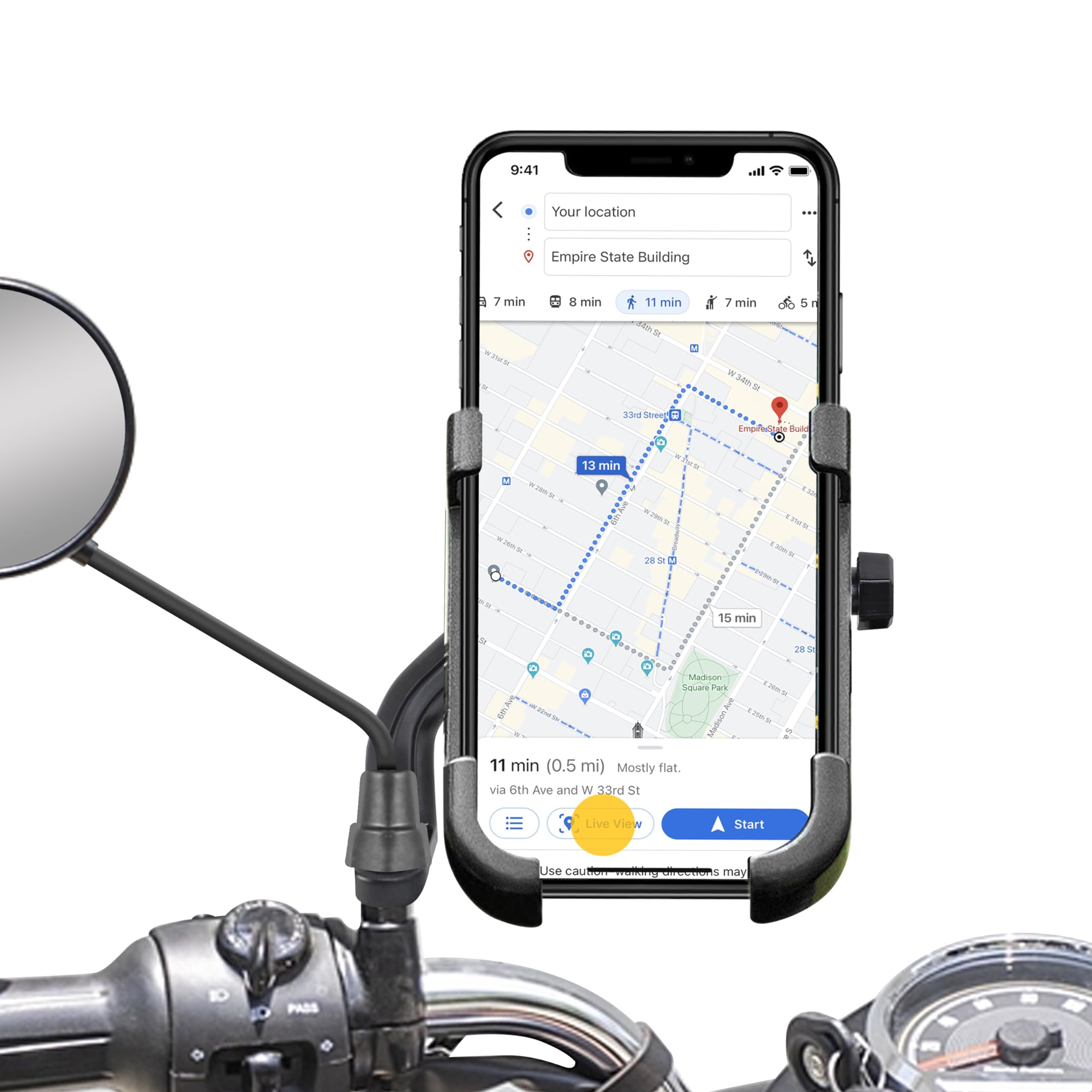 GADGETSWEAR Bike Mobile Holder Stand for Phone, 360 Rotation Gadgets Accessories Access All Scooty, Bikes, Cycle Mirror, Multifunctional Navigation Stands Mount for Scooter Bicycle with Long Ride (B0D8JZVWT1) Amazon Price History, Amazon Price Tracker