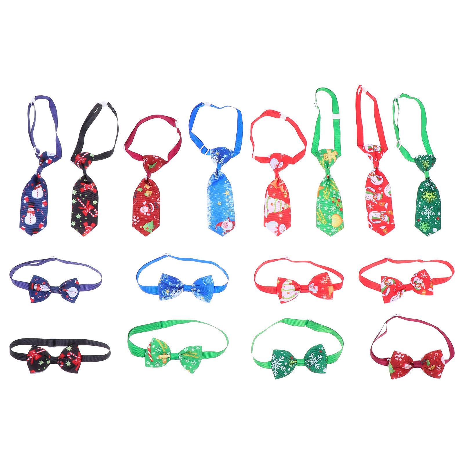 minkissy 32Pcs Christmas Pet Bow Tie Neckties - Christmas Adjutable Dog Ties Puppy Neck Ties Pet Costume for Puppy Cat Dog Ribbon