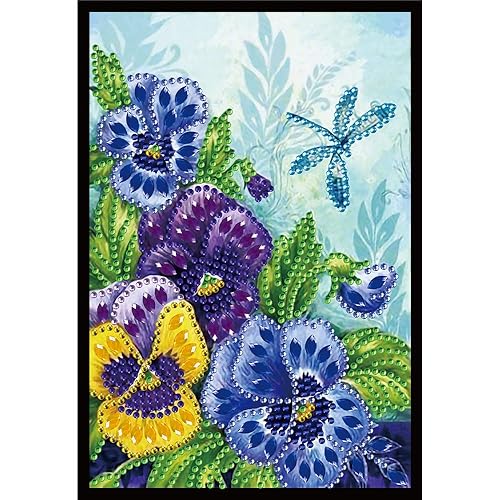 Cuaderno 5D con arte de pintura de diamantes, cubierta de flor azul y libélula de cristal, punto de cruz, kits de diamantes con forma especial,