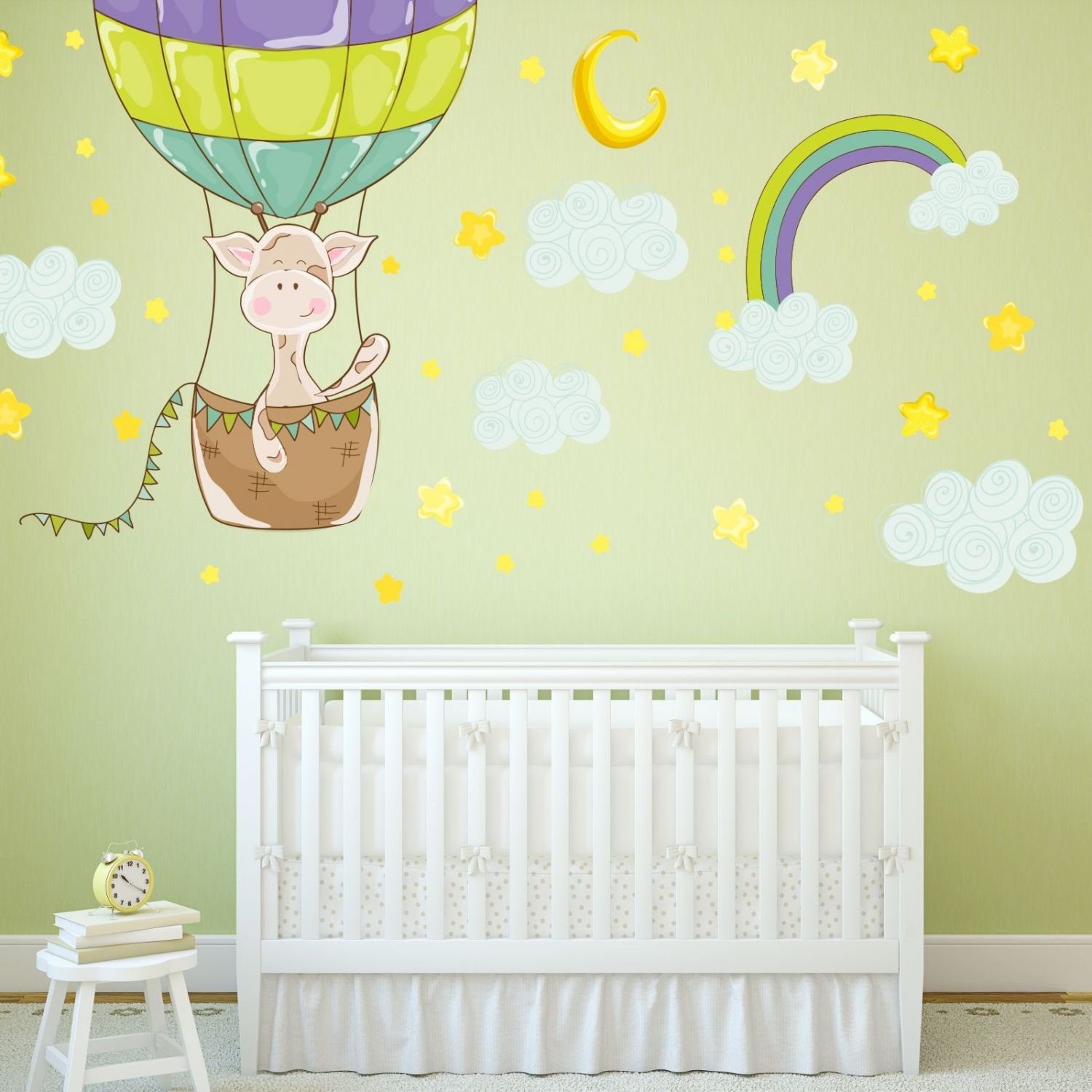 nikima 077 - Adesivo da parete per cameretta dei bambini, motivo giraffa, palloncino, in 6 misure, simpatici adesivi e adesivi per la cameretta dei bambini, dimensioni 2000 x 1120 mm