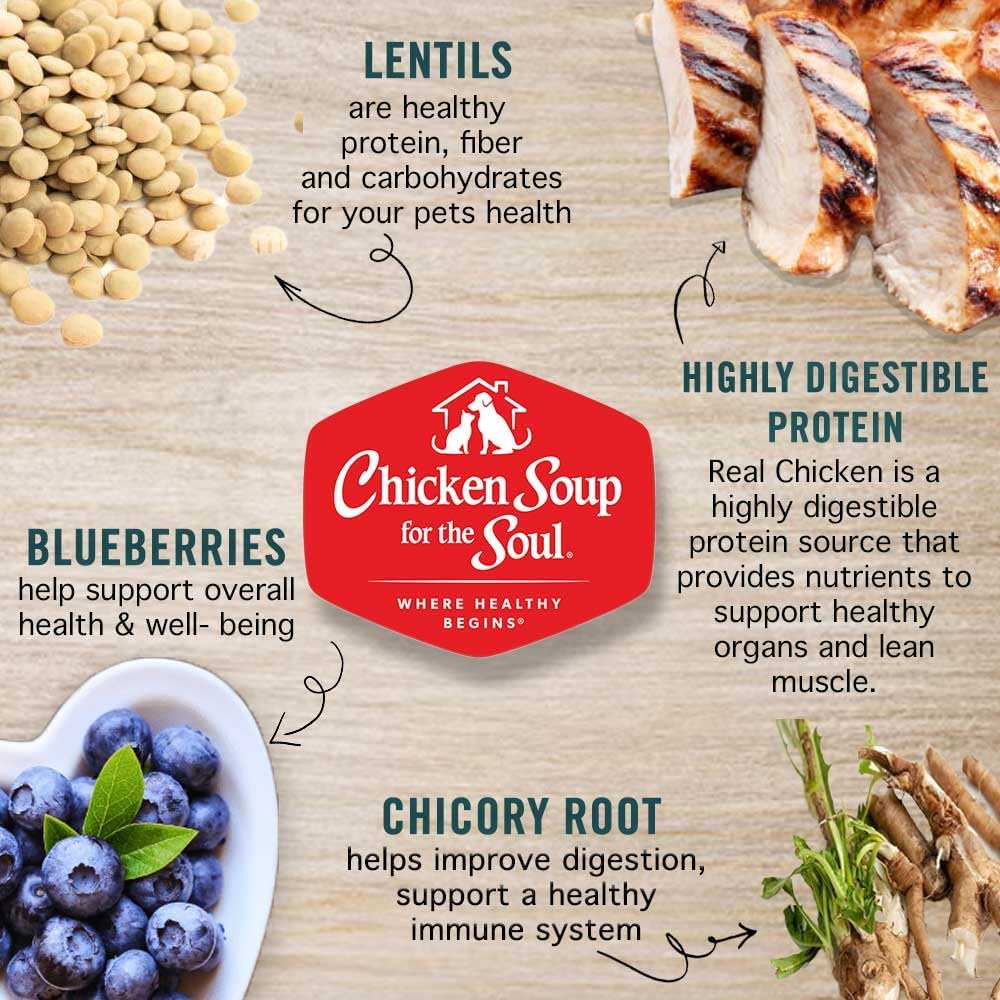 Chicken Soup for the Soul All Natural Premium Grain-Free All Life Stage Dry Dog Food, Real Meat First Ingredient, No By-Products, Added Taurine Supports Heart Health, Chicken, Pea & Sweet Potato, 10lb