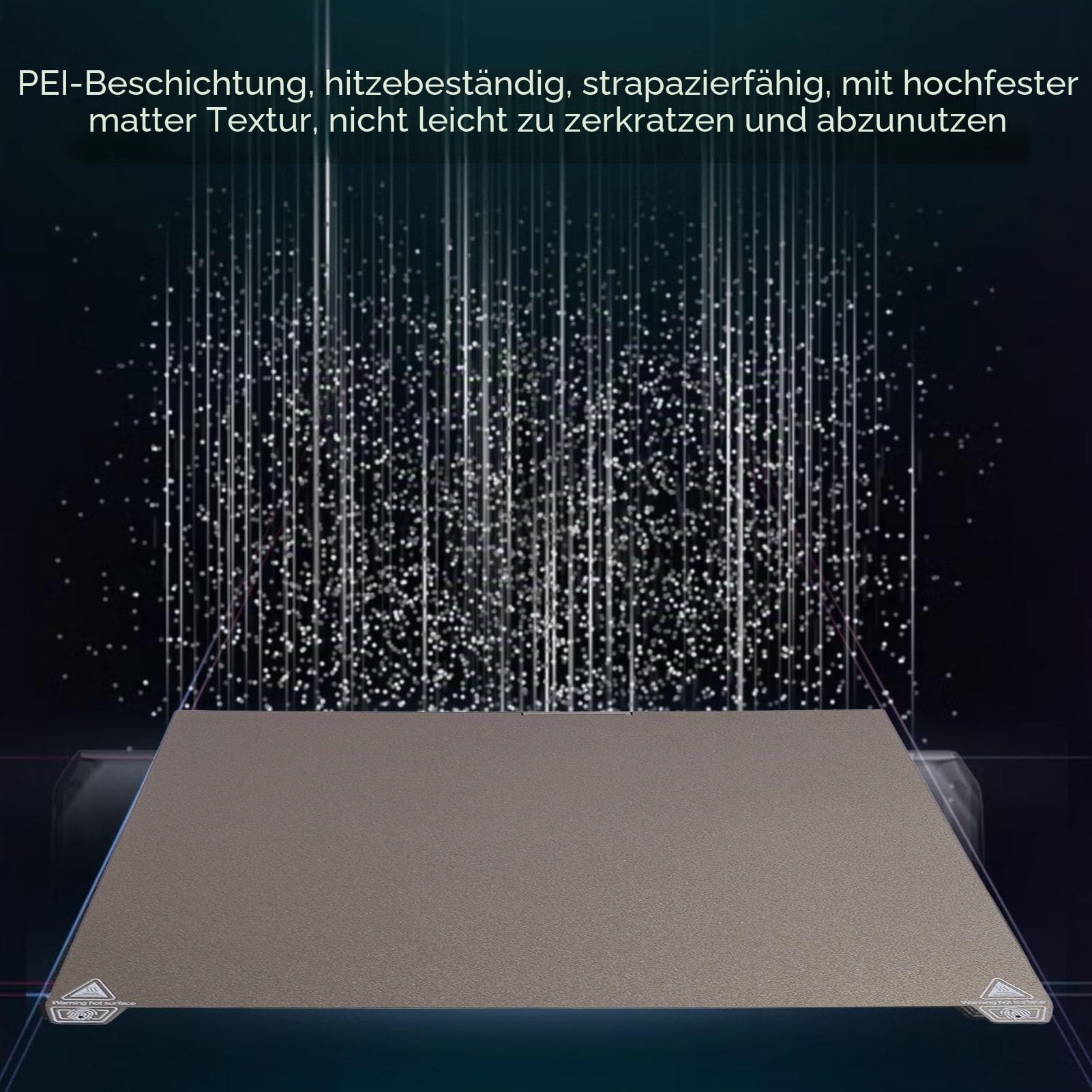 3D -Drucker -Build -Platte, 370x370mm PEI PEO PEO Flexible Build -Oberflächen Beheizte Bettabdeckung, Strukturierte und Glatt Doppelseitige Build -Blatt für K2 Plus für PLA, ABS