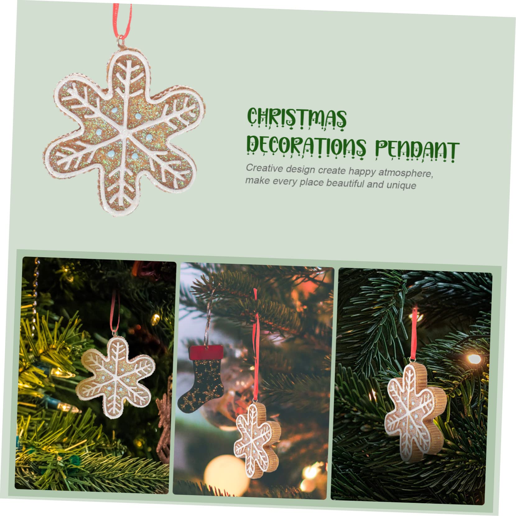 PRETYZOOM 3 Piezas Decoración del Árbol De Navidad Precioso Colgante De Nieve Colgante De Navidad Adorno De Hombre De Pan De Jengibre Decoración Hogareña Mini Figuras Resina Light Brown
