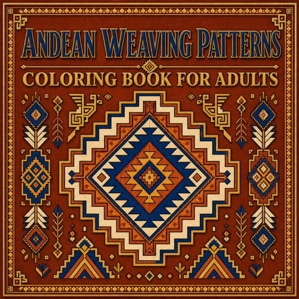 Andean Weaving Patterns Coloring Book for Adults: Explore the Ancient Folk Textile Art of the Andes Through 40 Traditional Peruvian and Bolivian Geometric Designs