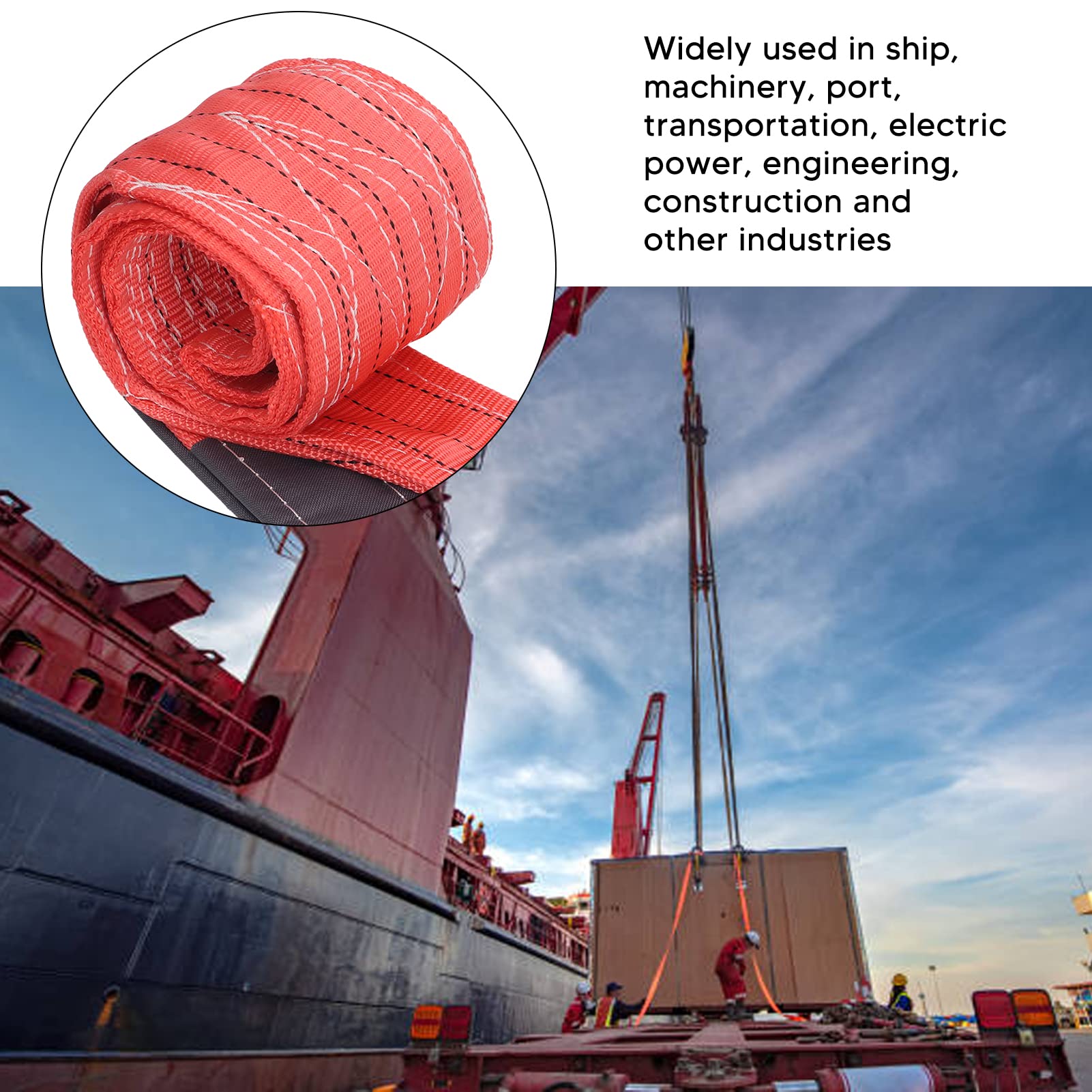 CINGHIA DI SOLLEVAMENTO IN POLIESTERE ROSSO DUREVOLE E PESANTE PER SOLLEVAMENTO ROTONDO 11023LB 6,56FT