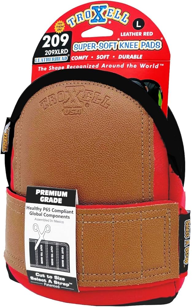 TROXELL USA Super-Soft Large Leatherhead Red Knee Pads