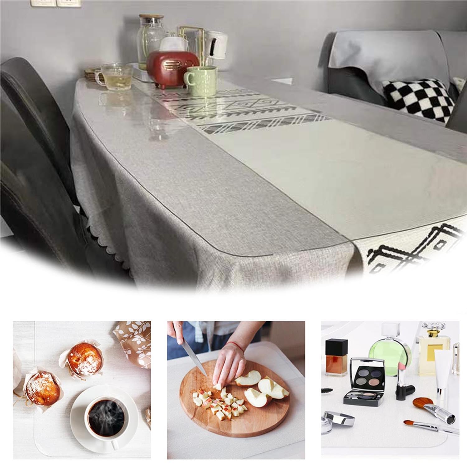 Sous-main En Pvc Film De Protection De Table De Résistante À I'huile Transparent Tapis De Protection Pour Enfants, Adultes, Étudiants(80x150cm)