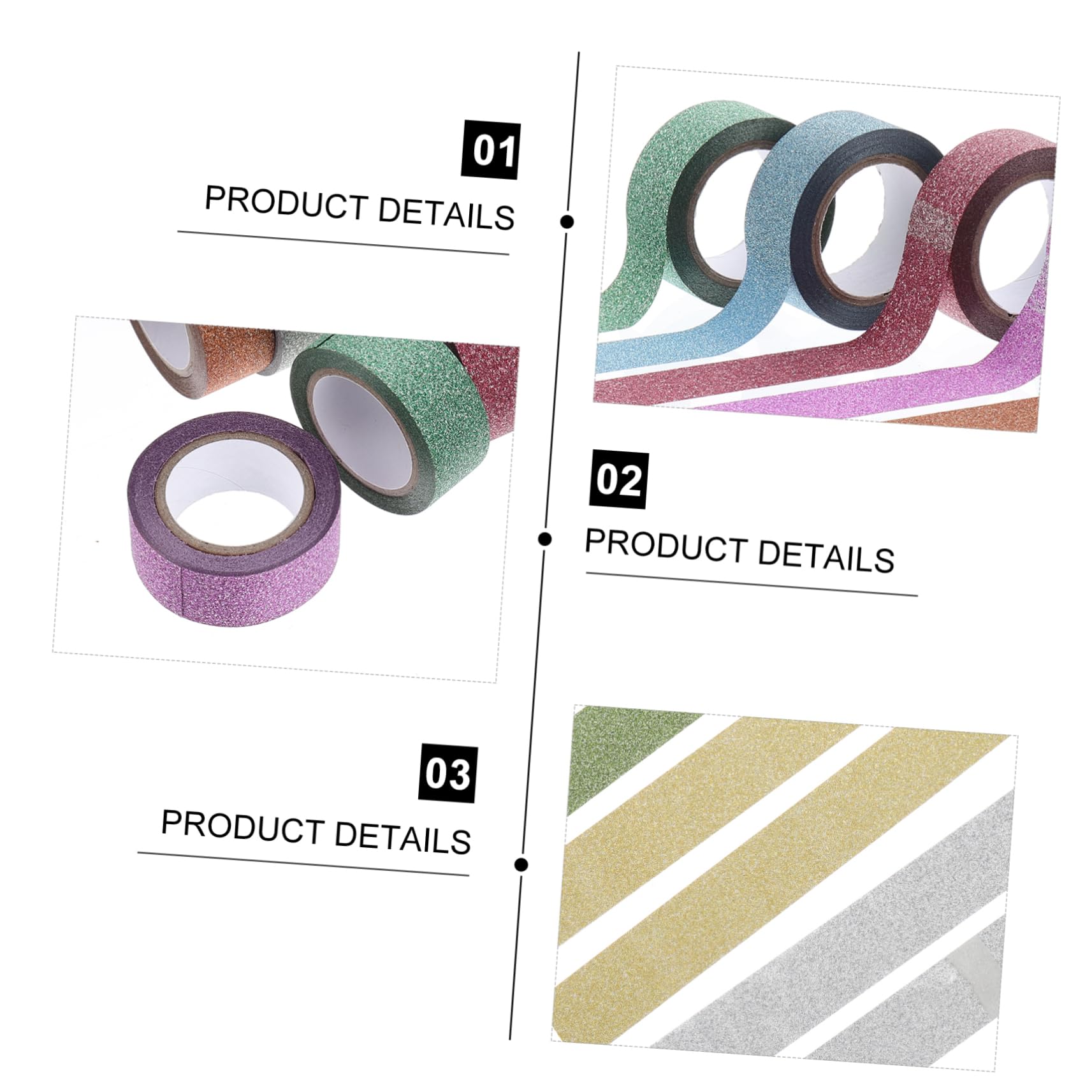 DOITOOL 3 Sätze Glitzerband Sticky Tape The Washi Tape Glitzerndes Abdeckband Scrapbooking Mit Dekorativem Klebeband Dekoratives Washi-klebeband Abreißbares Washi-tape 10 Stück * 3