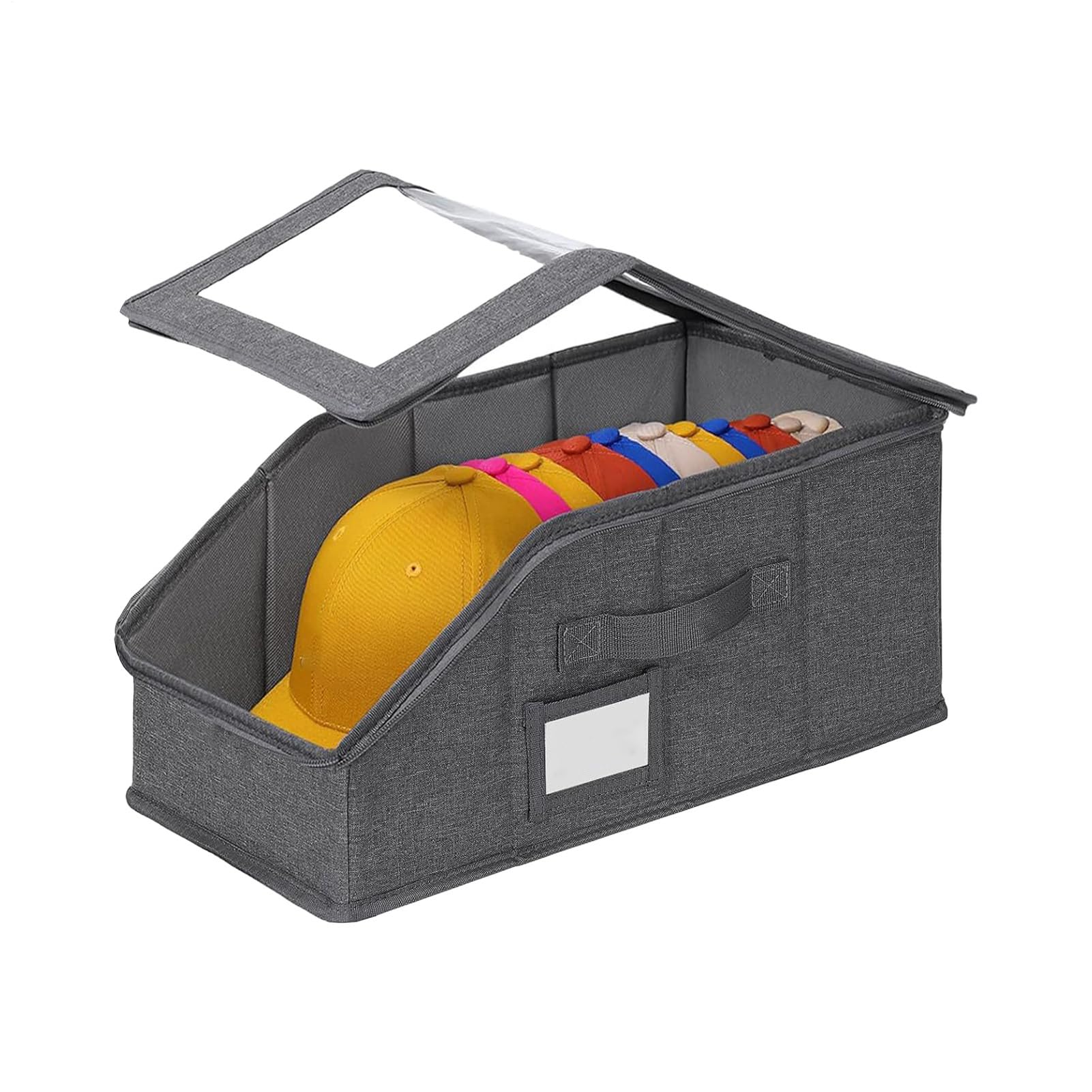 Organisateur de casquettes empilable lot de 2 boîtes anti-poussière pour 28 chapeaux et vêtements