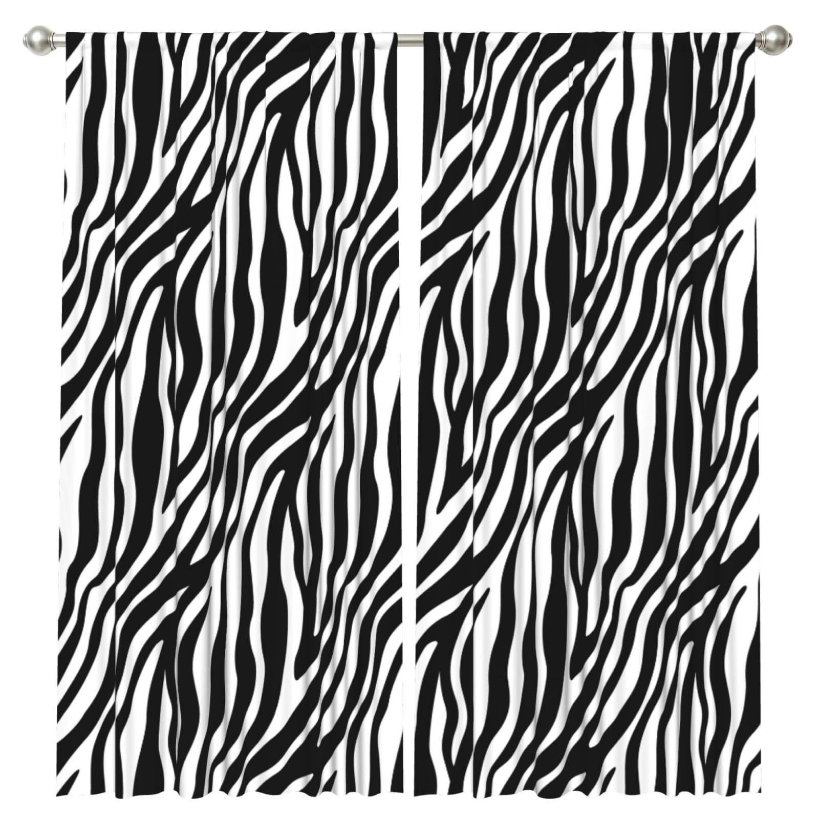 InOmak Zebra Print Print, 2 Panels Window Curtains 52 x 84 Inch Blackout Curtains for Living Room Bedroom