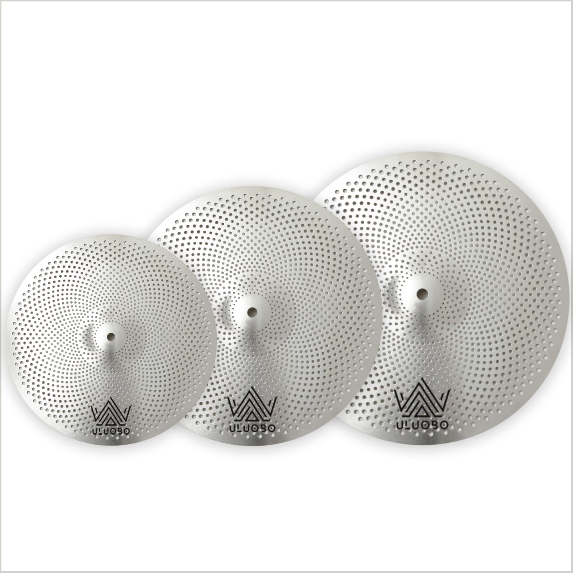 6/8/10 inch Splash Cymbal Set, Low Volume Quiet Small Cymbal Pack 3 Pieces for Practice (Silver)