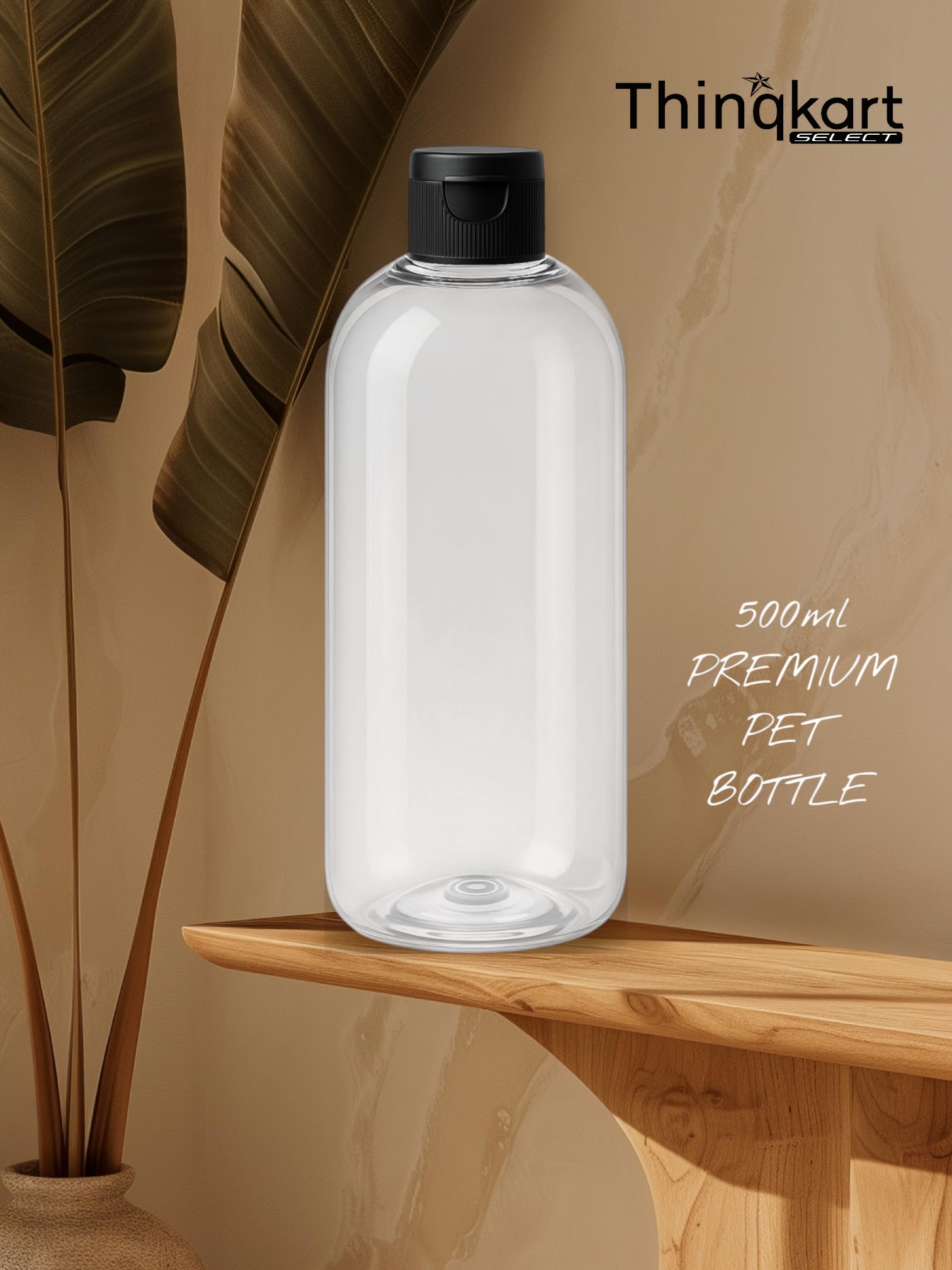 Thinqkart selecty 500ml Empty Clear Round Fliptop Plastic Bottles Refillable Travel Size Cosmetic Travelling Containers Leak Proof Squeeze Bottles for Toiletries,Shampoo (2) - Image 2 thumbnail