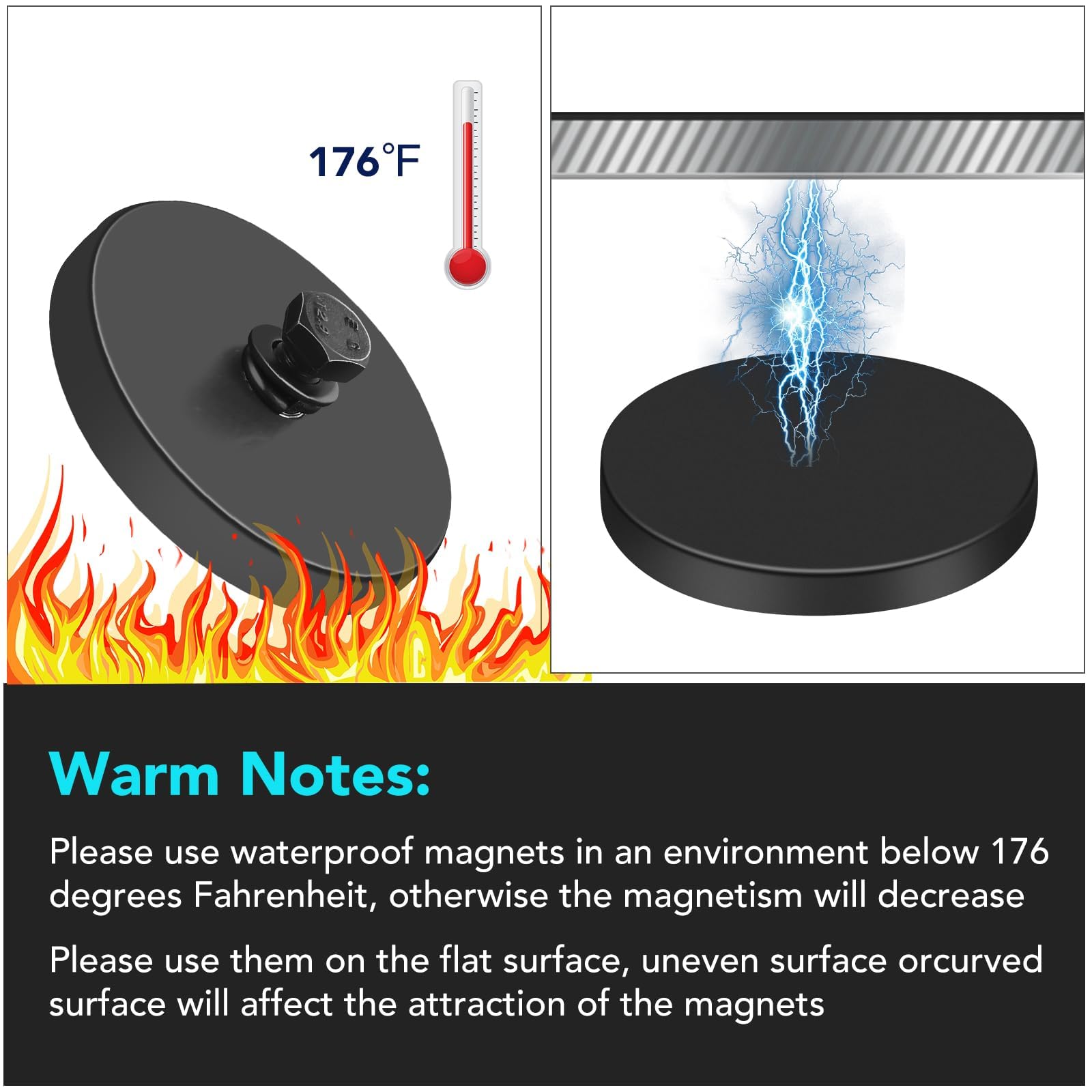 DIYMAG 20 imanes de montaje antiarañazos con revestimiento de goma, base magnética de neodimio fuerte de 30 libras con pernos roscados M5 y llave hexagonal pequeña para barra de luz, espejo