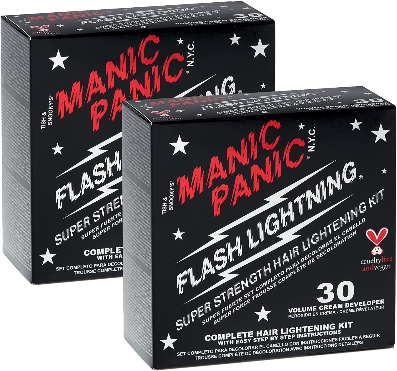 Flash Lightning Hair Bleach Kit - Bleach Powder + 30 Volume Developer - Hair Lightener for Dark Shades - Lifts Up to 5 Levels - Achieve Medium to Light Blonde - Vegan & Cruelty-Free (2 pk)
