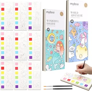 2-Pack Pocket Watercolor Painting Book, Travel Pocket Watercolor Kit, Mini Watercolor Paint Bookmark Paint with Water Books for Kids 3+3 year+