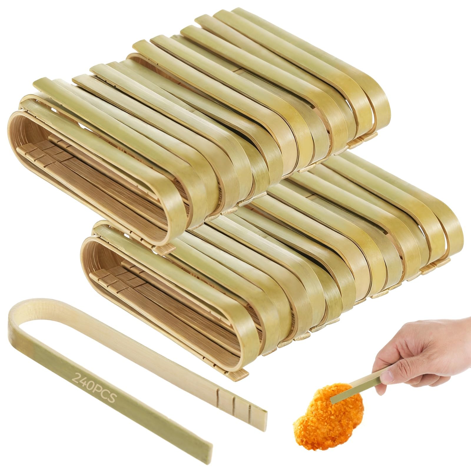 Lot de 200 mini pinces en bois, 4 pouces, bois naturel, embouts antidérapants, pinces jetables compactes pour toast, pain, snacks, thé, amuse-bouches, maison, restaurant, fête