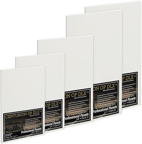 Centurion Paquete de lienzo de lino imprimado al óleo profesional de lujo, incluye 48 paneles de lona de tamaño pequeño para artistas, estudiantes,