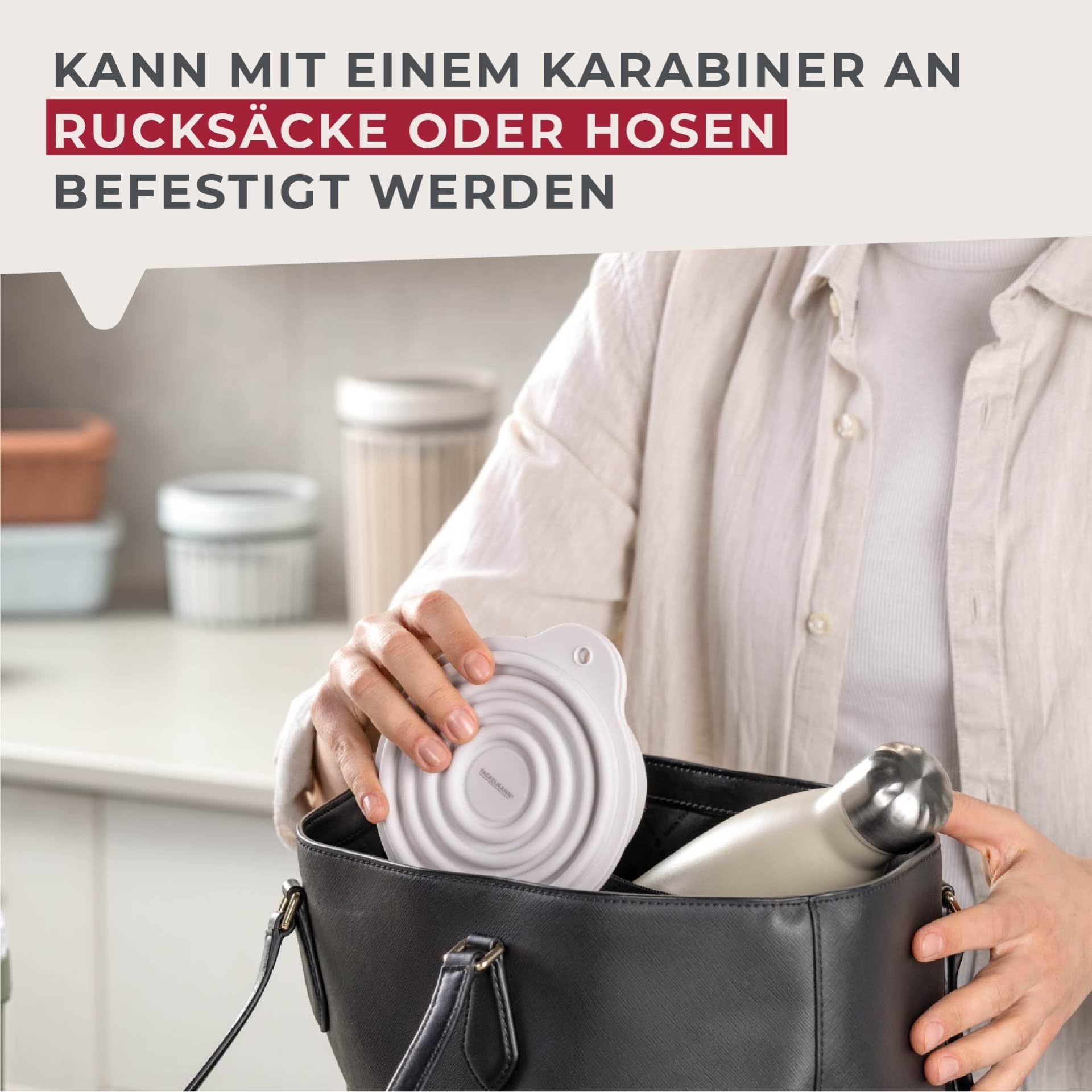 Fackelmann Snacking-Box Faltbar, Rund – Hitzebeständiger Silikon-Behälter Für Unterwegs, 12,5 Cm, Rauchgrün