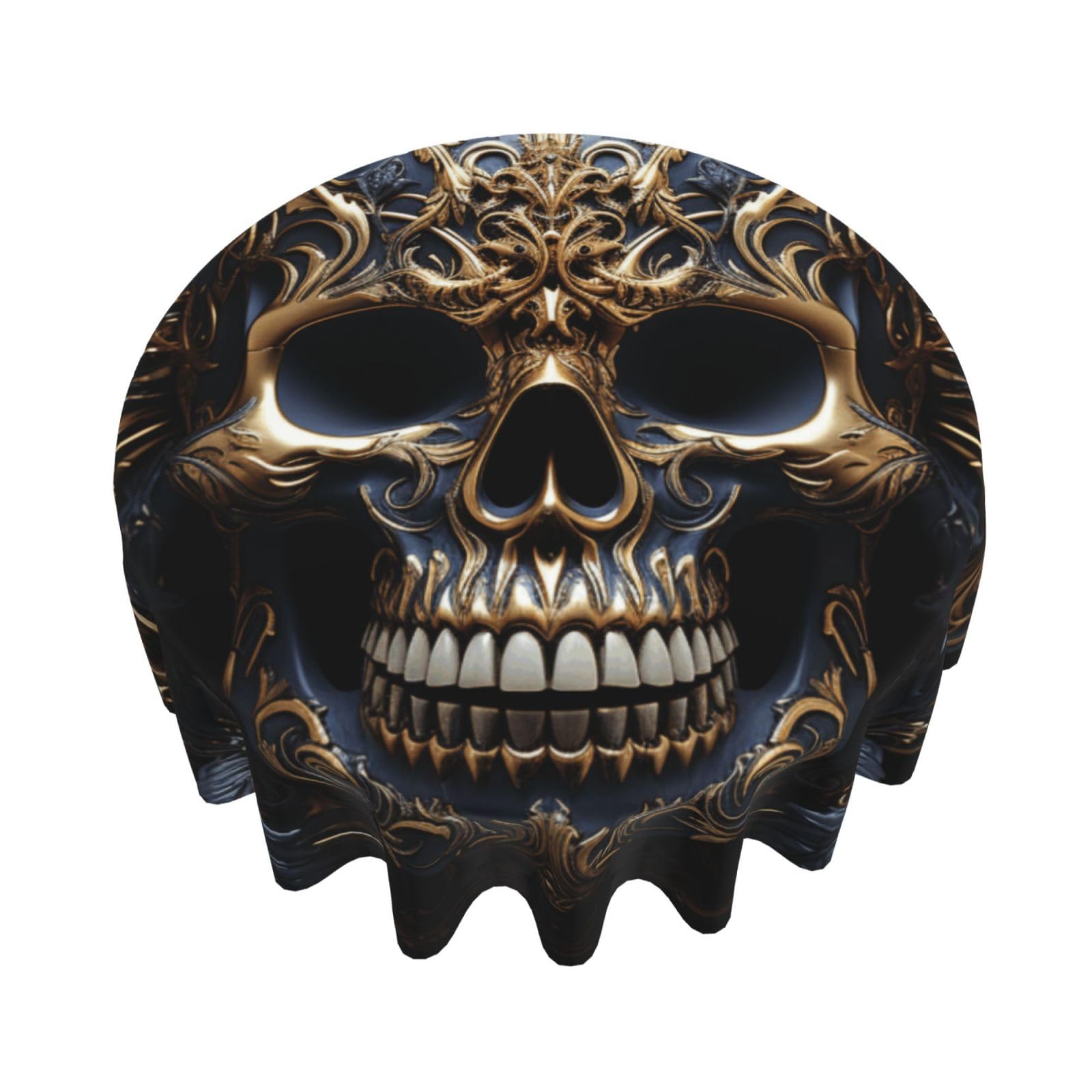MXZERFKGLA Round Tablecloth 152cm Waterproof Tablecloth for Dining Tables Kitchen Farmhouse Tablecloths Skulls Table Cloth Wrinkle Free Table Cover for Dining Buffet Wedding Party