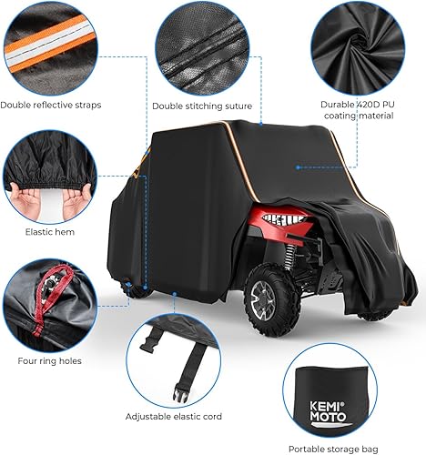 Miniatura 7 de Kemimoto - Funda impermeable para 4 asientos de 2 filas 420D con tiras reflectantes compatible con Polaris Ranger Crew 570 800 900 1000 XP General 4
