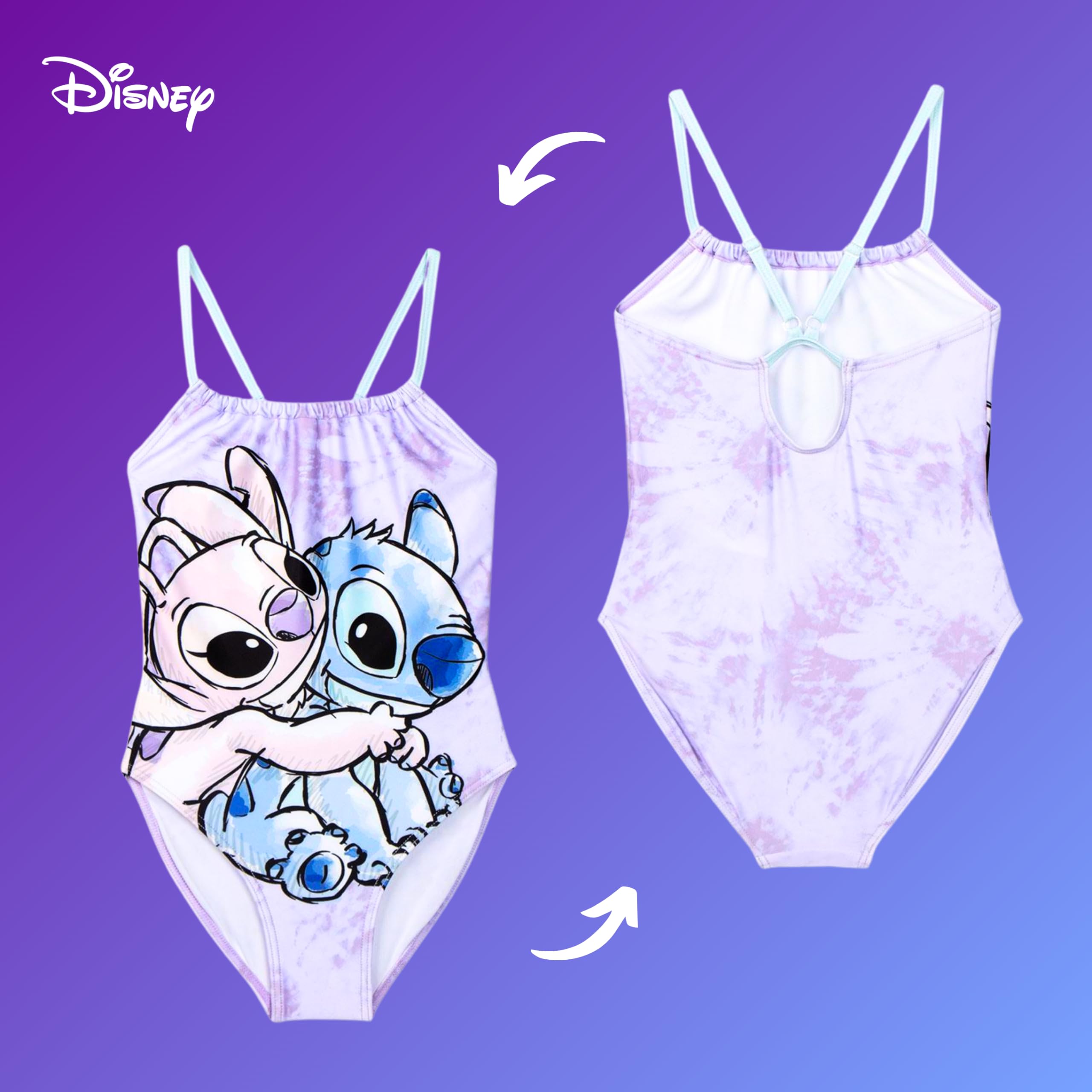 Disney Stitch Costume da Bagno per Ragazza, Design Stitch e Angel Costume Intero da Bagno per Ragazze e Bambina, Taglie 5 a 12 Anni