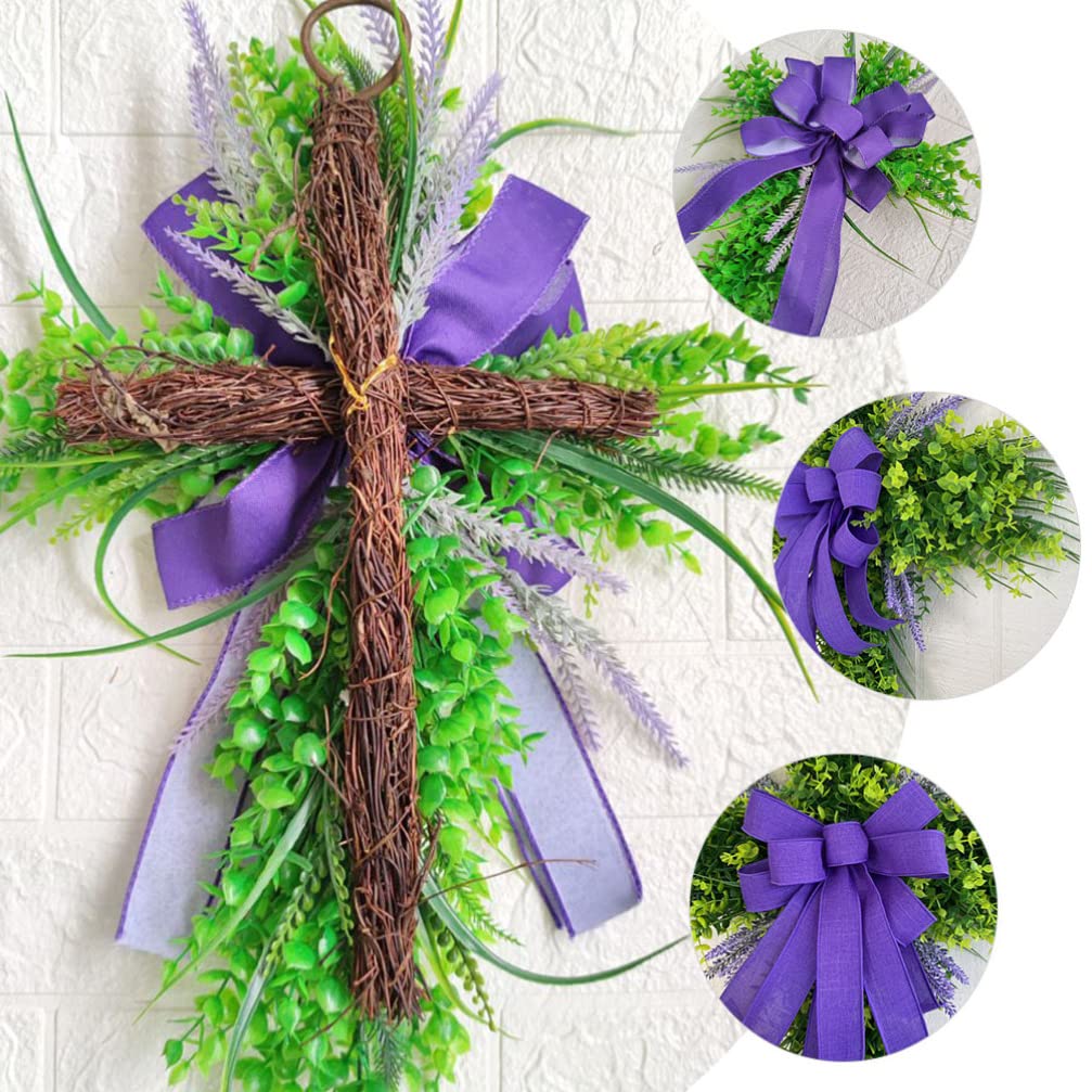 LIFKOME Ghirlanda Decorativa Eucalipto Forma Di Croce Per Decorazioni Primaverili e Festive Adatta Per Porta Ingresso Interni Ed Esterni Atmosfera Calda e Accogliente Con Fiocco Elegante