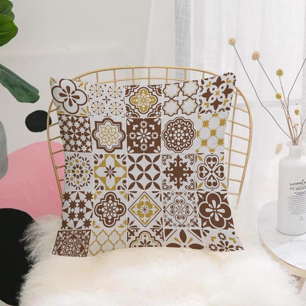 HYOSXW Cushion Cover,Throw Pillow Case Home Decorative for Living Room Bedroom Sofa Chair 16X16 Inch,Lisbon Azulejos tile vector pattern Portuguese or Spanish retro old tiles mosai,Pillowcase 40X40cm