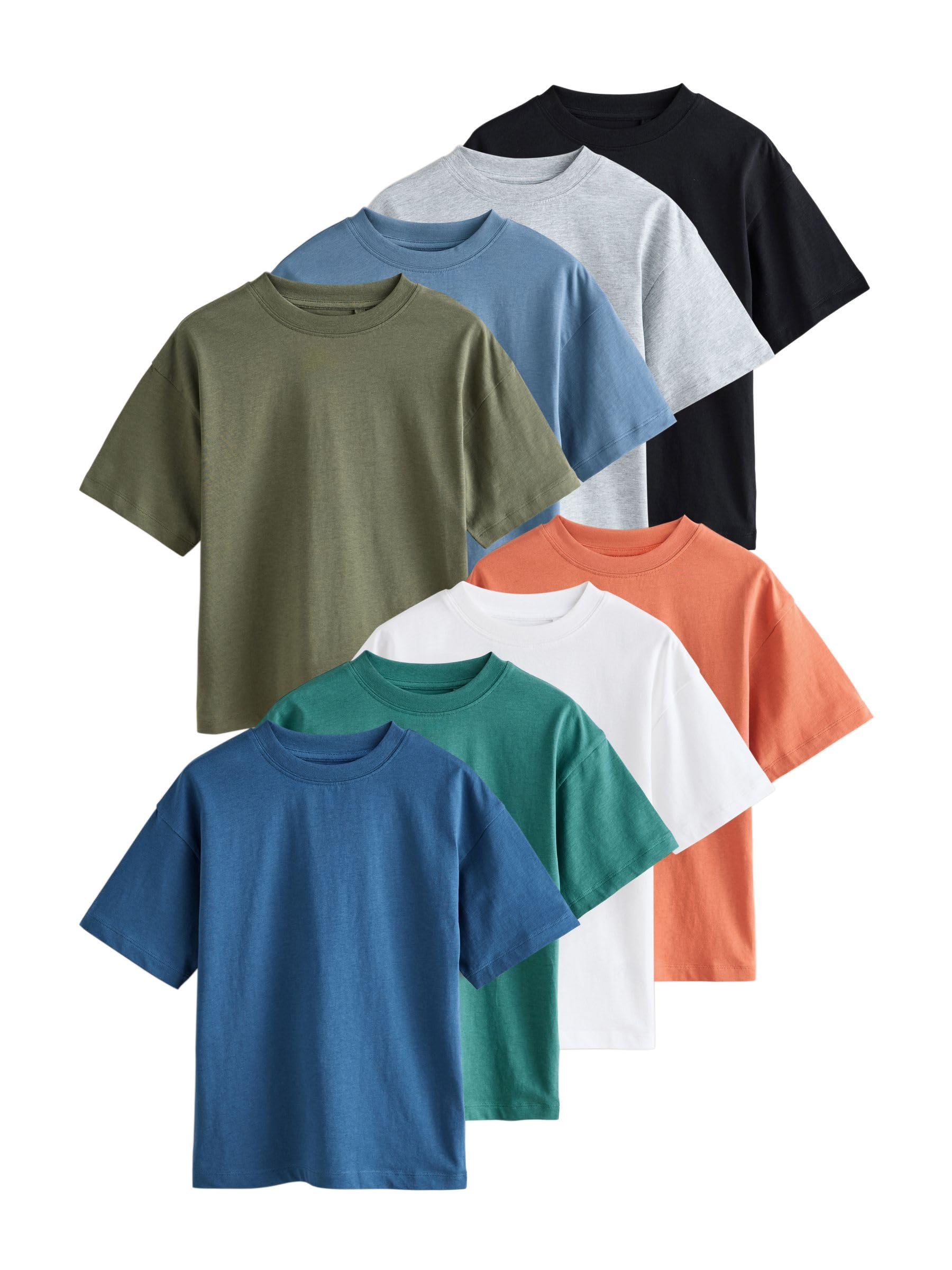 NEXT Jungen Relaxed Fit Kurzarm-T-Shirts, 8er-Pack