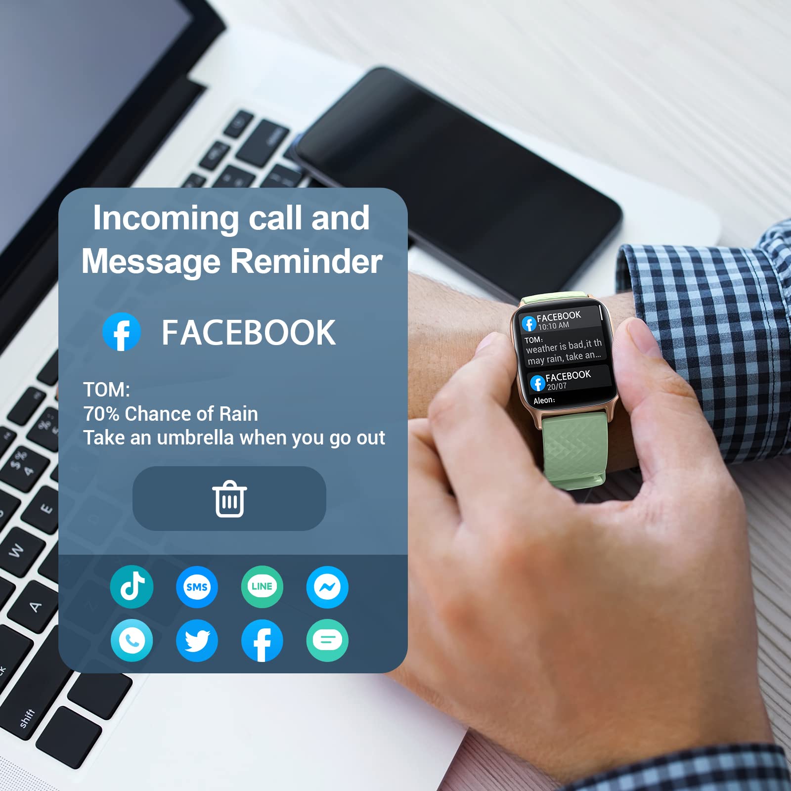 LIVIKEY Smart Watch, Fitness Tracker with Heart Rate Monitor, Blood Oxygen, Sleep Tracking, 41mm Smartwatch 5ATM Waterproof with Pedometer for Women Men Compatible with Android iPhone iOS