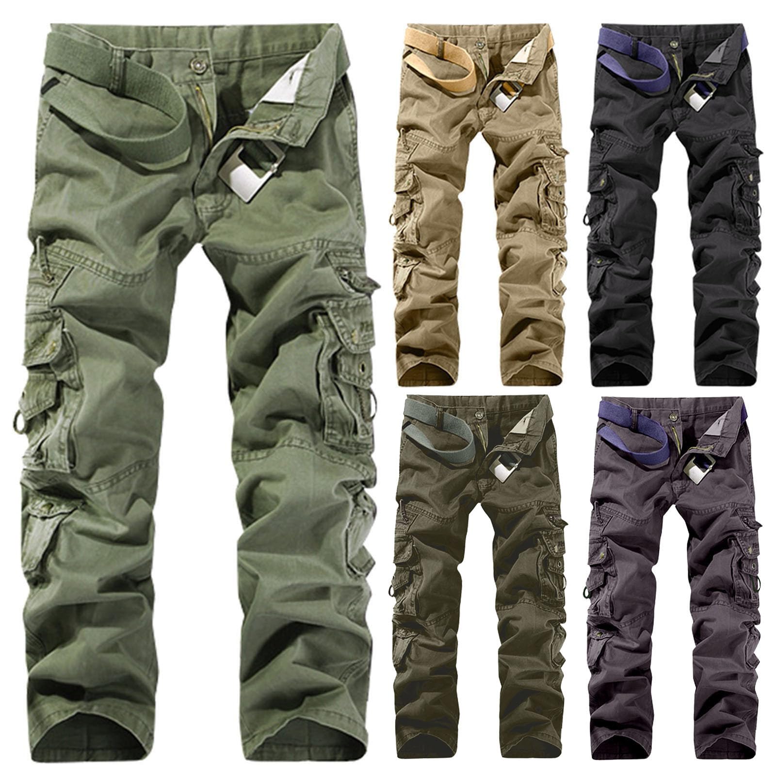 Herren Hose Einfarbige Cargohose Baumwolle Arbeitshose Lässig Sommerhose große Größen Fitnesshose Freizeithose Sommer Funktionshose Elastischer Bund Cargohosen mit Taschen für Alltag
