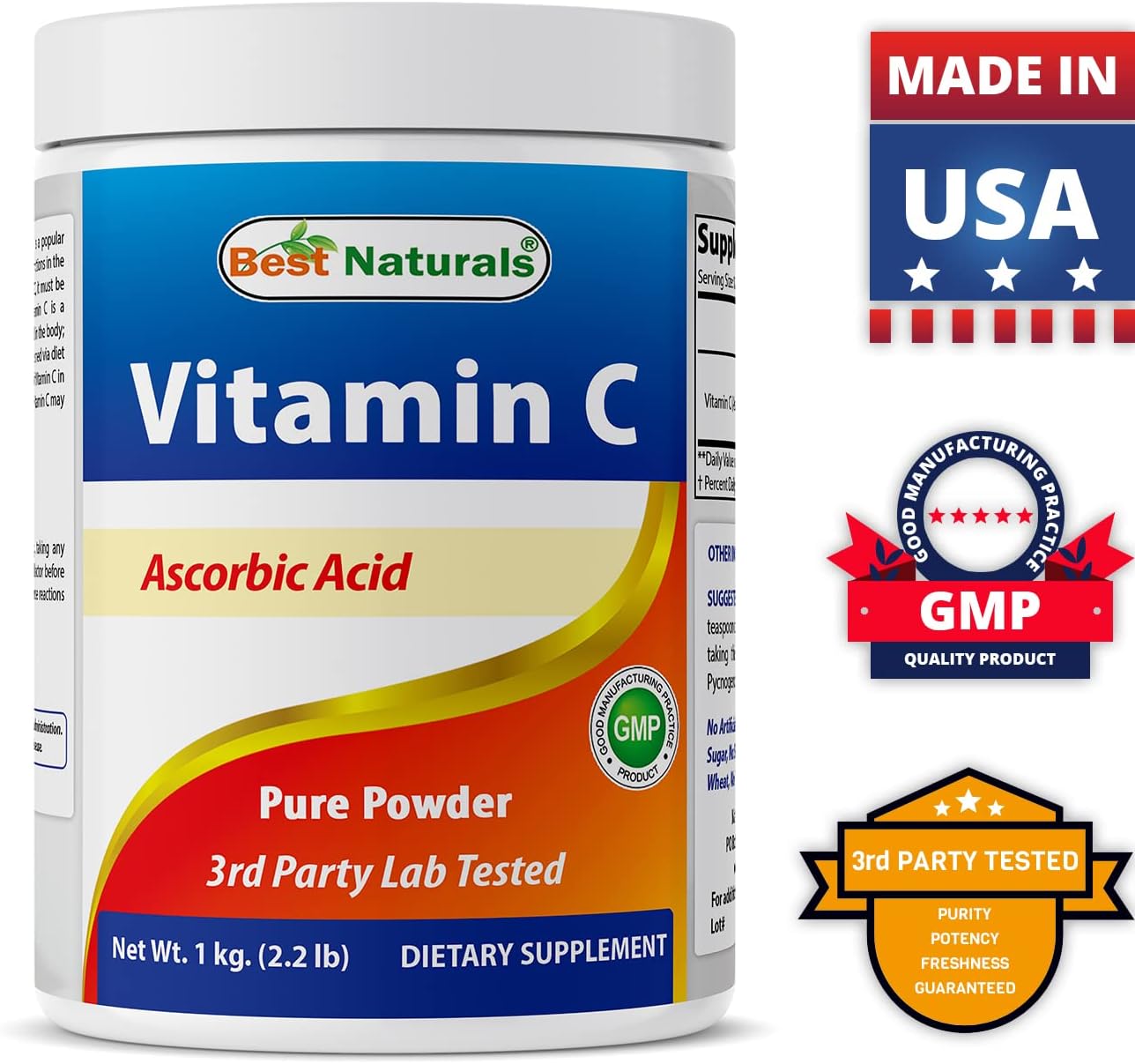 Best Naturals 100% Pure Vitamin C Powder Non-GMO 1 lb (454 Grams) Powder (Also Called Ascorbic Acid) (1 LB (Pack of 2)) - Image 7