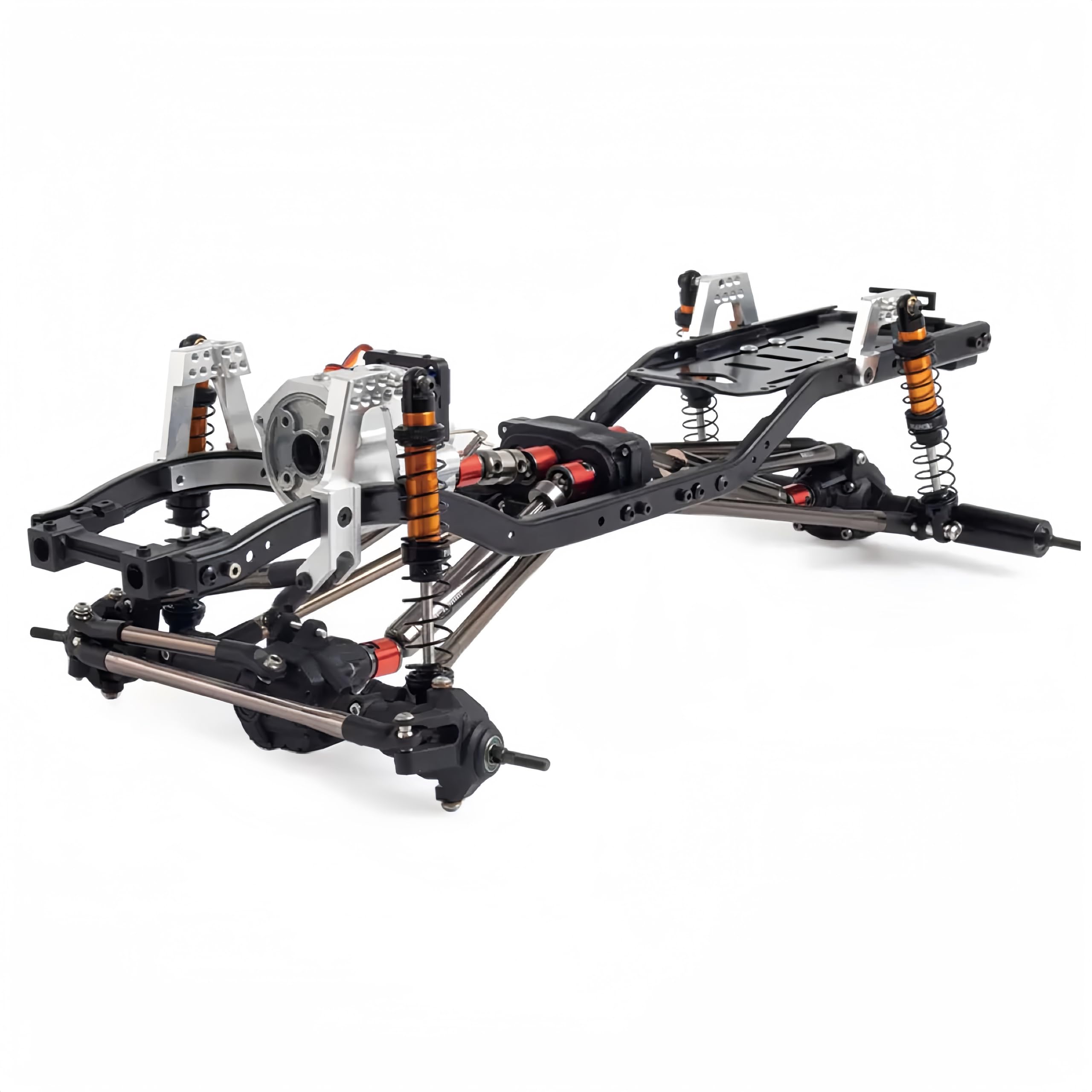 RC Chassis Frame for 1/10 RC Tracked Vehicle Axial SCX10 II 90046 EX86100 313mm Wheelbase Chassis Frame Set with 2-Speed Gearbox Reverse Front Axle