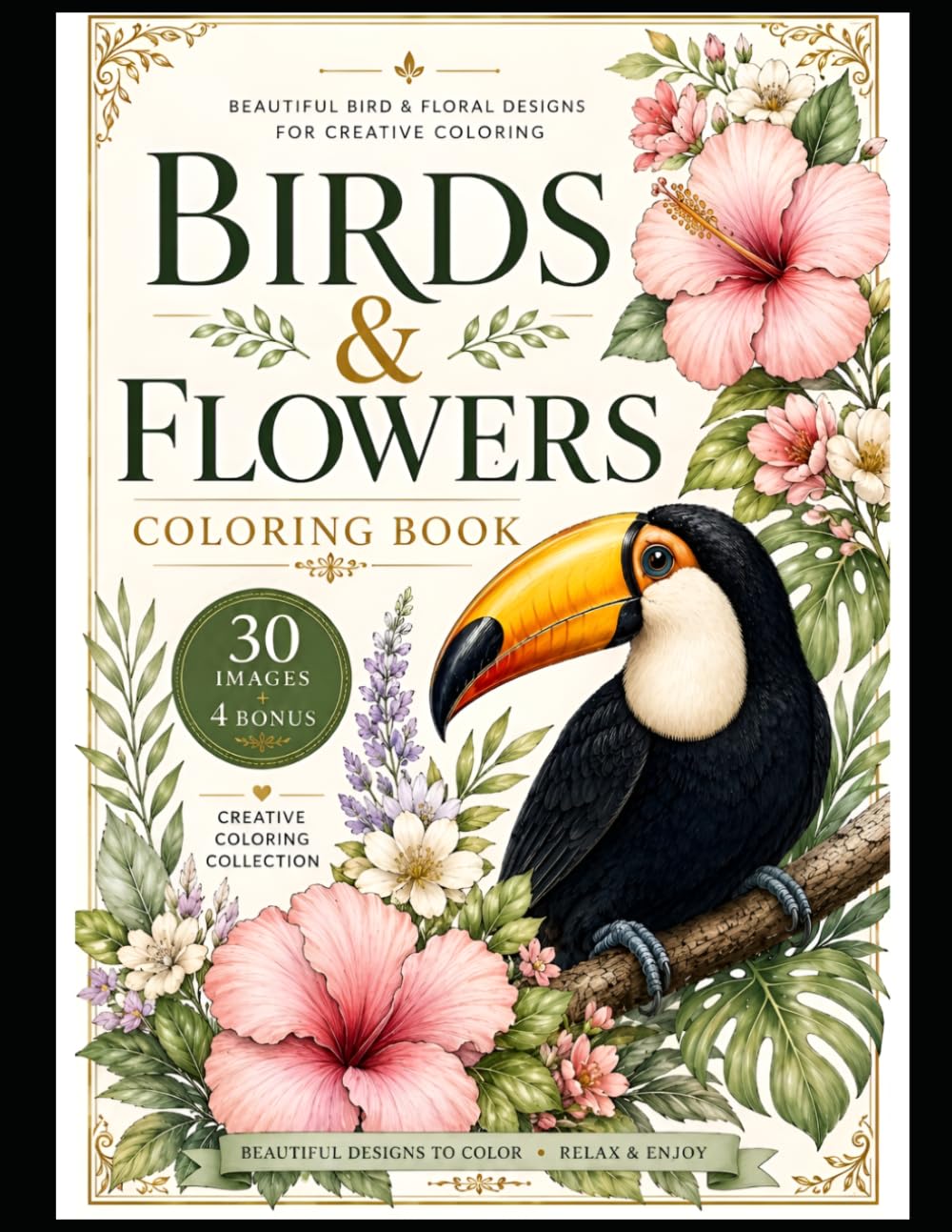 Birds & Flowers Coloring Book: Beautiful Bird and Floral Designs for Adults