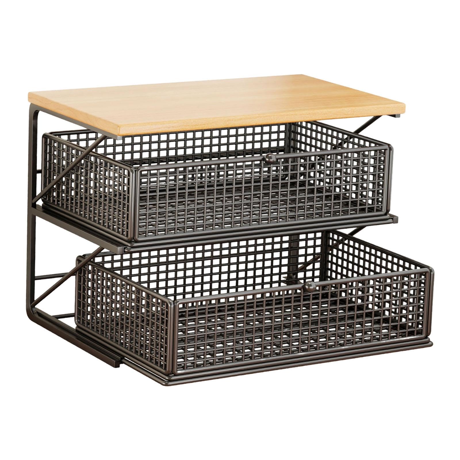 Coffee Station Organizer Küchenregal mit Schublade Und Fächern Zur Aufbewahrung von Tassen Becher Tee Kaffeezubehör für Kaffeebar Esszimmer Küche, Black S