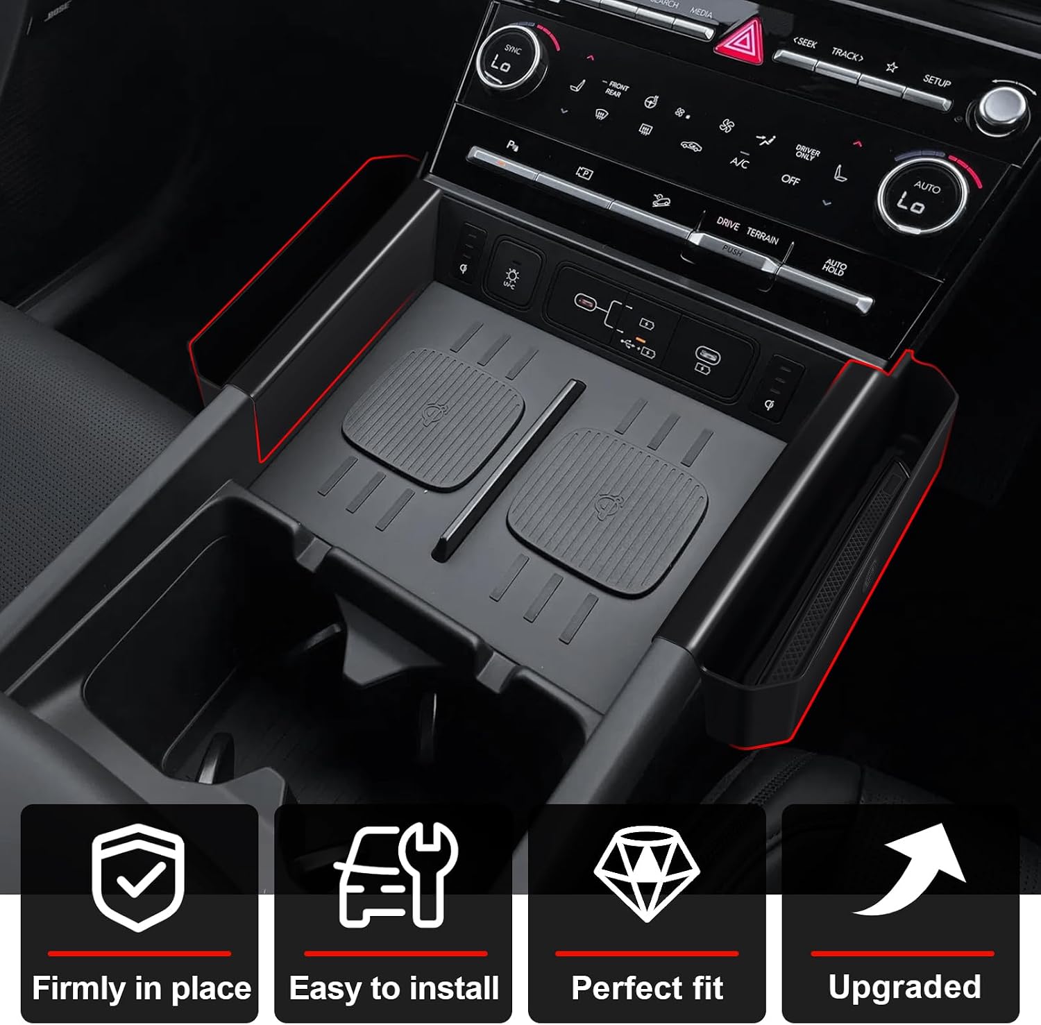 Muslogy Console Side Pocket & Charging Mat for 2024-2026 Hyundai Santa Fe image 4
