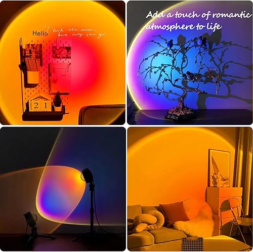 Miniatura 5 de Lámpara de proyección de puesta de sol rotación de 360 grados luz de proyección de arcoíris romántica con trípode para puesta de sol lámpara de pie