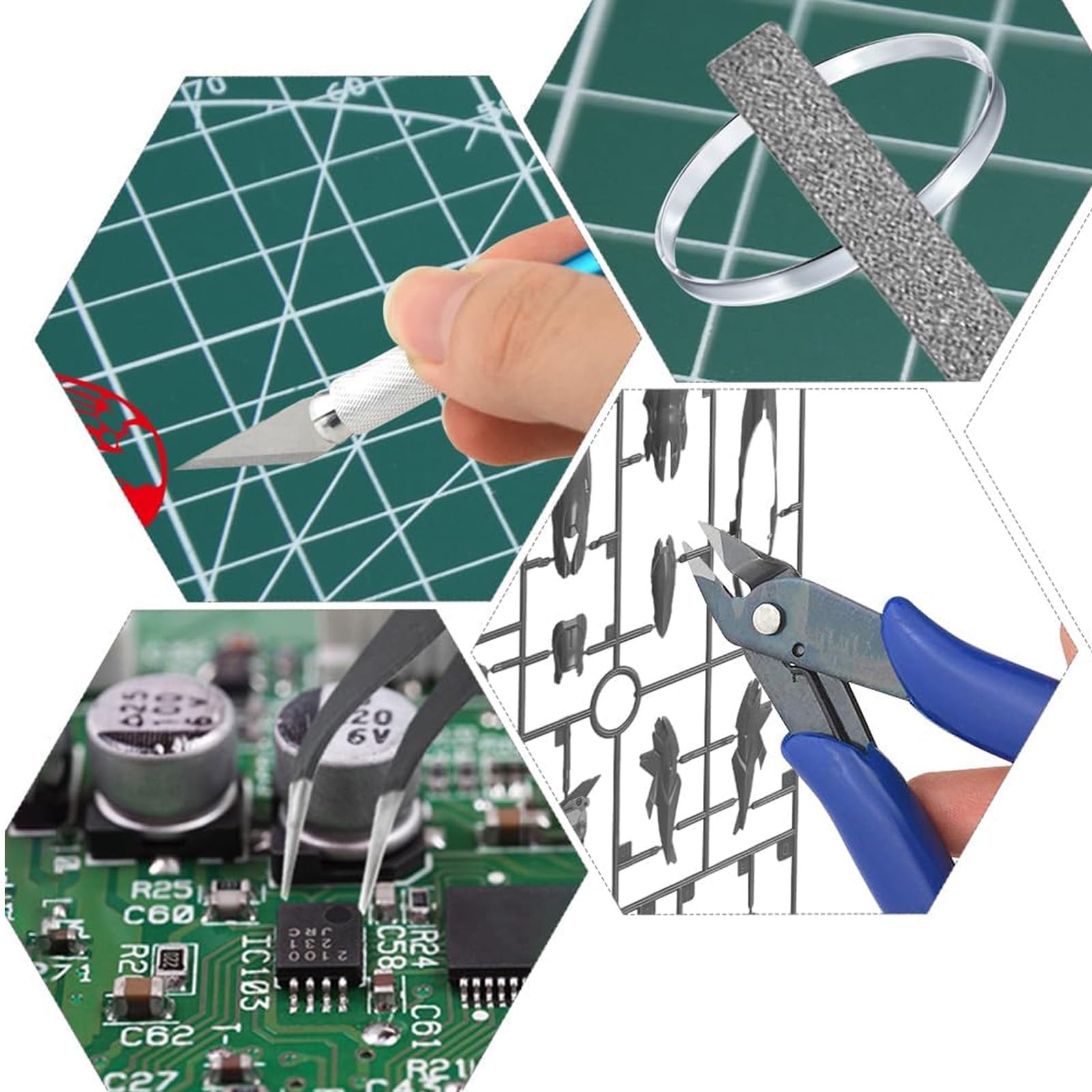 23 Pezzi Kit Modellismo Strumenti Base Modello per Gundam Model Tools Kit Attrezzi per Modellismo Hobby Building Craft Set Edifici Auto Aerei Modello Modellatore Riparazione e Fissaggio - 5