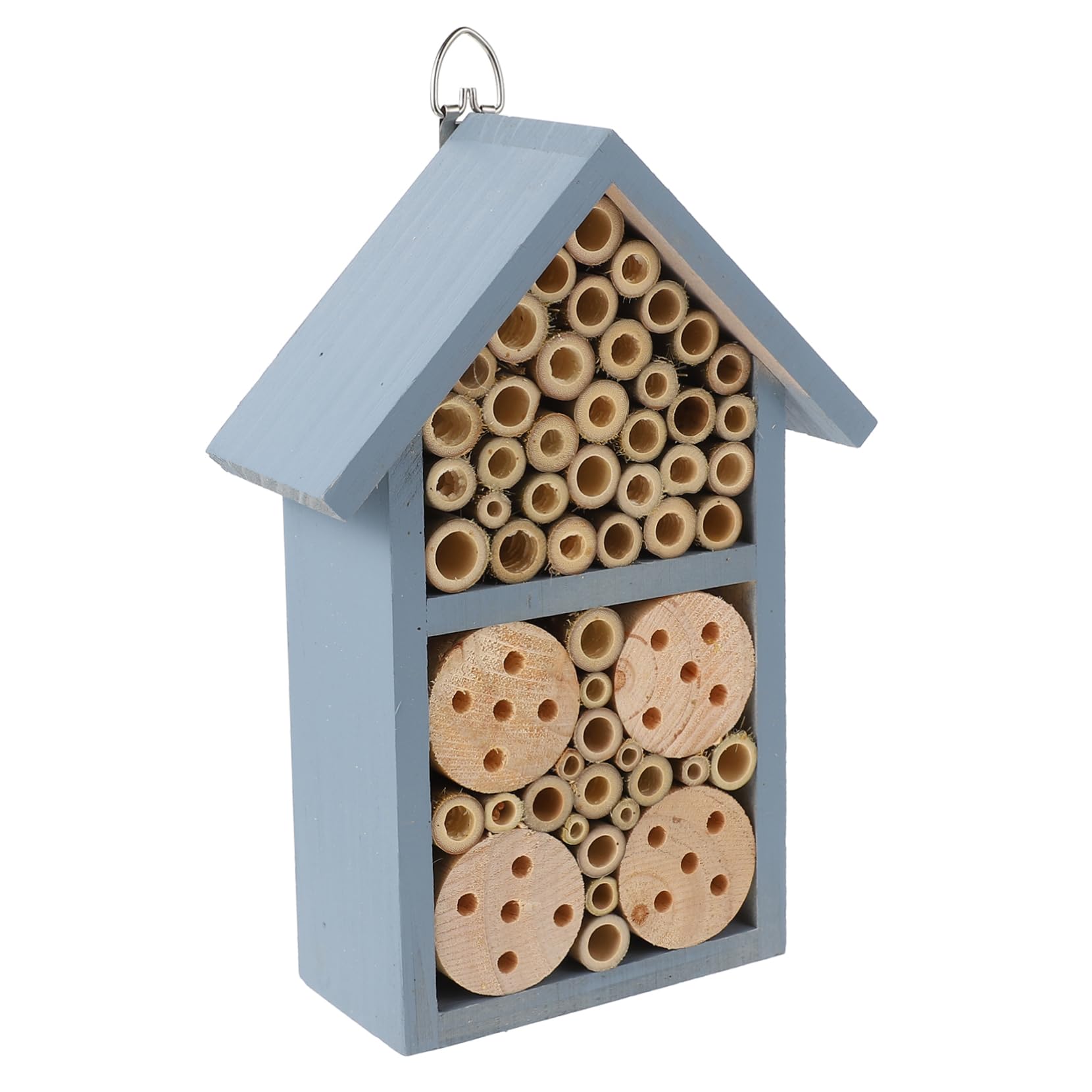 Happyyami Dekoratives Bienenhaus und Eisen mit Blauer Farbe Bietet Überwinterungsschutz für Bienen im Garten und Outdoor Bereich mit Praktischen Eisenhaken