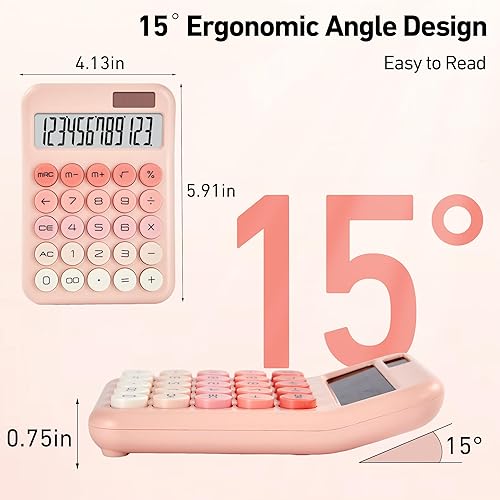 Miniatura 2 de Calculadora de escritorio pequeña con pantalla LCD grande y botón sensible, doble energía solar y batería con sueño automático calculadoras básicas