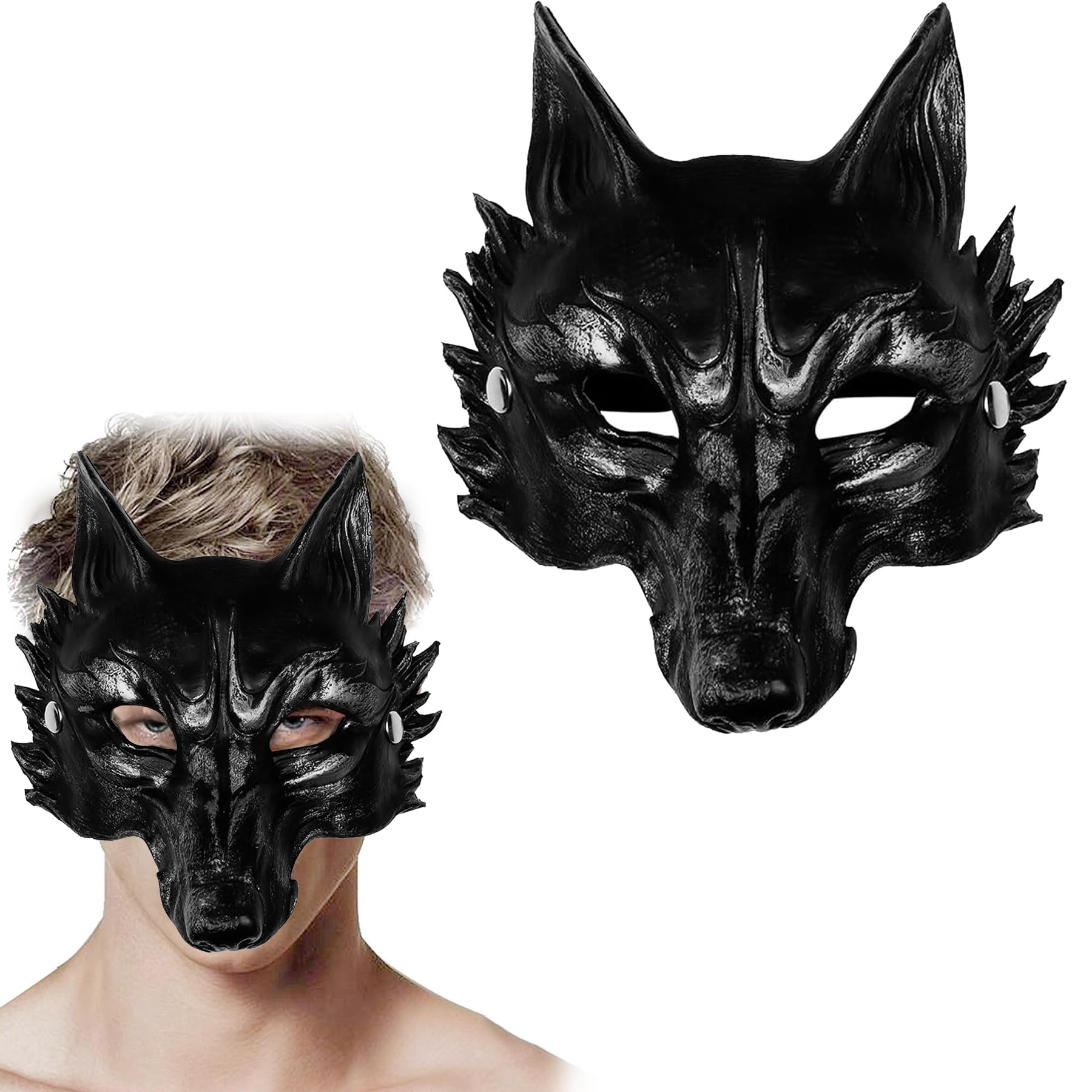 GUOYOU Mascara Lobo Mascara Terror Mascaras Halloween Accesorios Disfraz Hombre Lobo Adulto Caretas para Niños Halloween Mascaras Halloweens Realista para Carnaval Cosplay