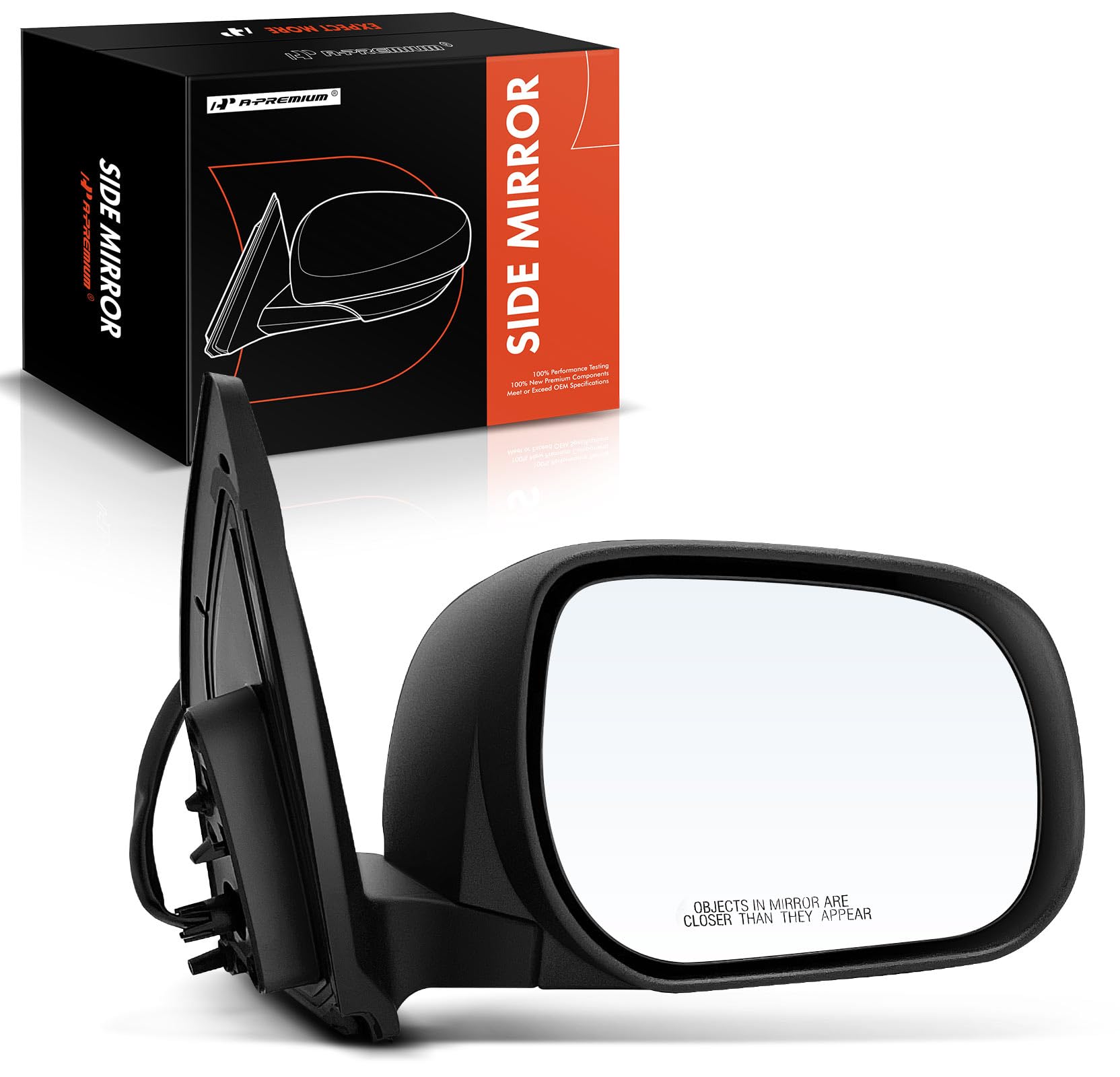 A-Premium Passenger Side Power Door Mirror - Compatible with Toyota RAV4 2006 2007 2008 - Heated Manual Folding Black Outside Rear View Mirror - Replace# 87910-42880