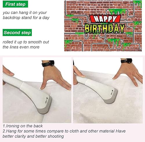 Miniatura 3 de Telón de fondo de fiesta de tortuga ninja de dibujos animados, pancarta de pared de ladrillo rojo de tubería de agua, suministros de fiesta de